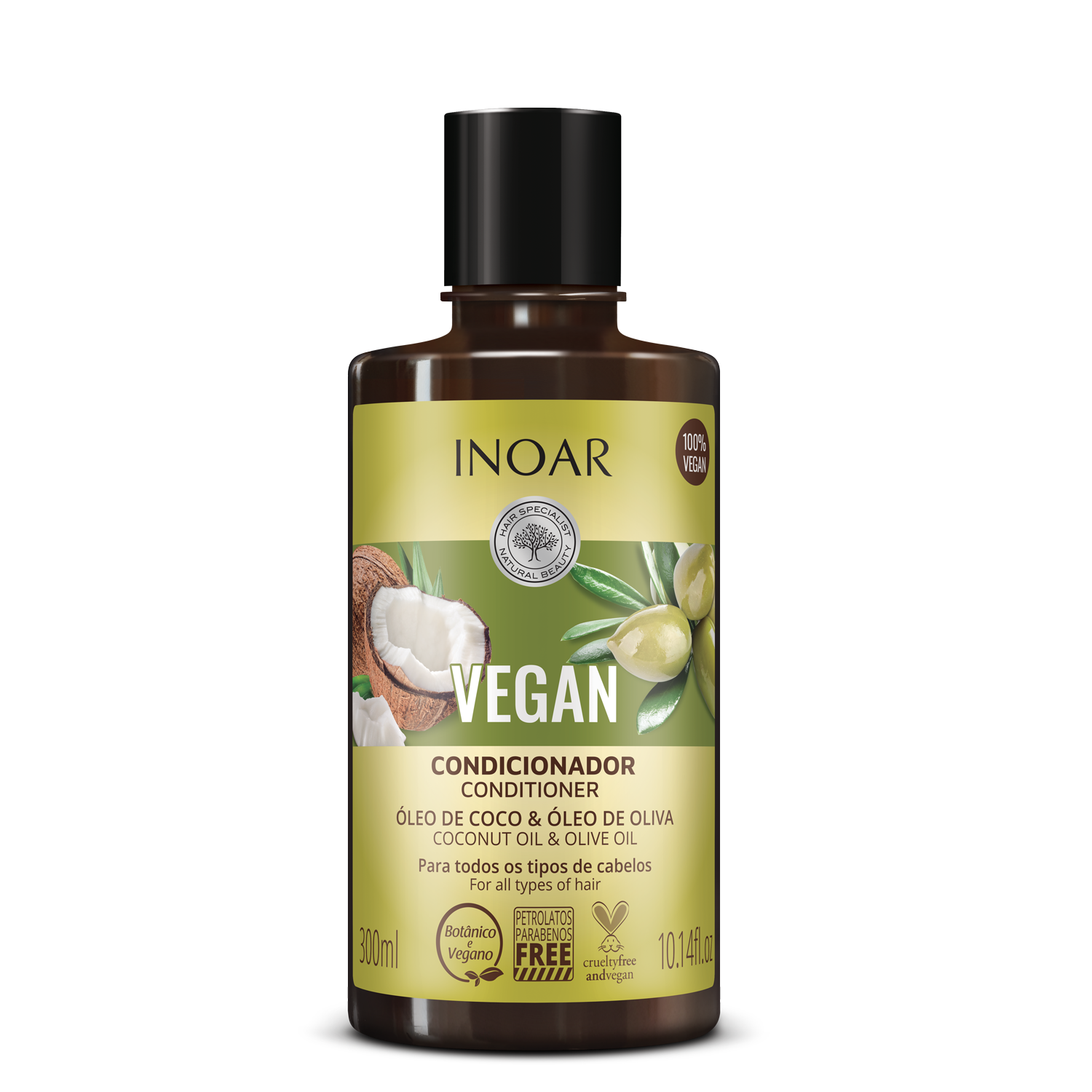 INOAR Vegan Conditioner - kondicionierius su kokoso ir alyvuogių aliejais 300 ml