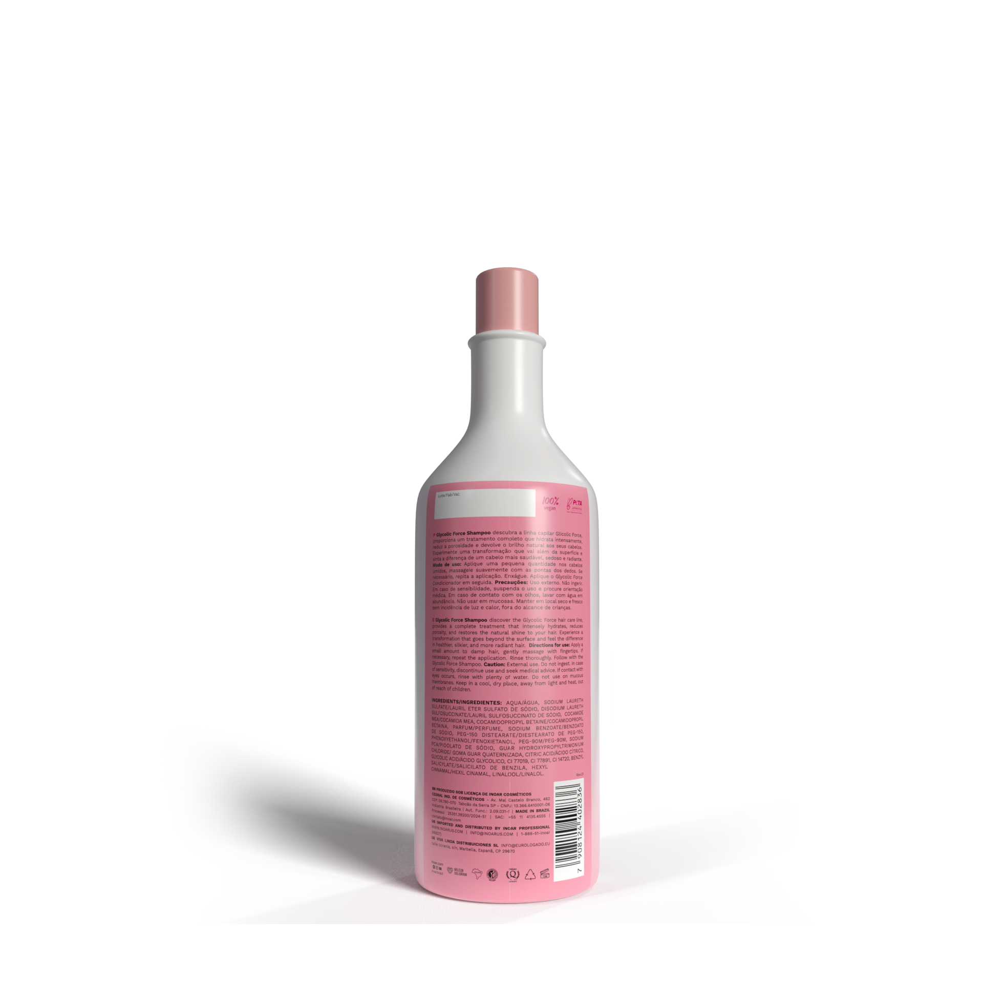 INOAR Glycolic Force Shampoo - šampūnas porėtam plaukui