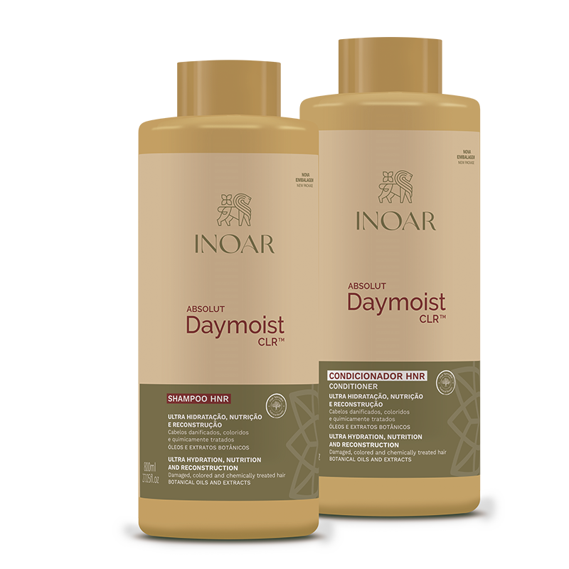 INOAR Daymoist Duo Kit - priemonių rinkinys chemiškai pažeistiems plaukams 2x250 ml
