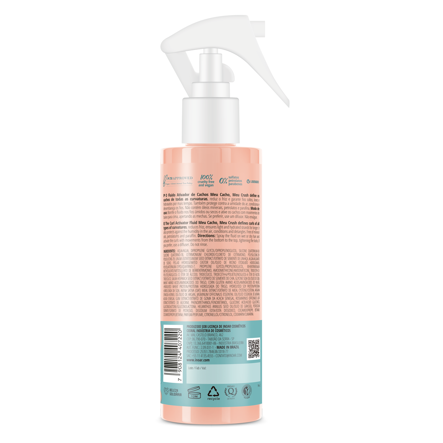INOAR Meu Cacho Meu Crush Curls Activator Fluid - garbanų aktyvavimo fluidas 200 ml
