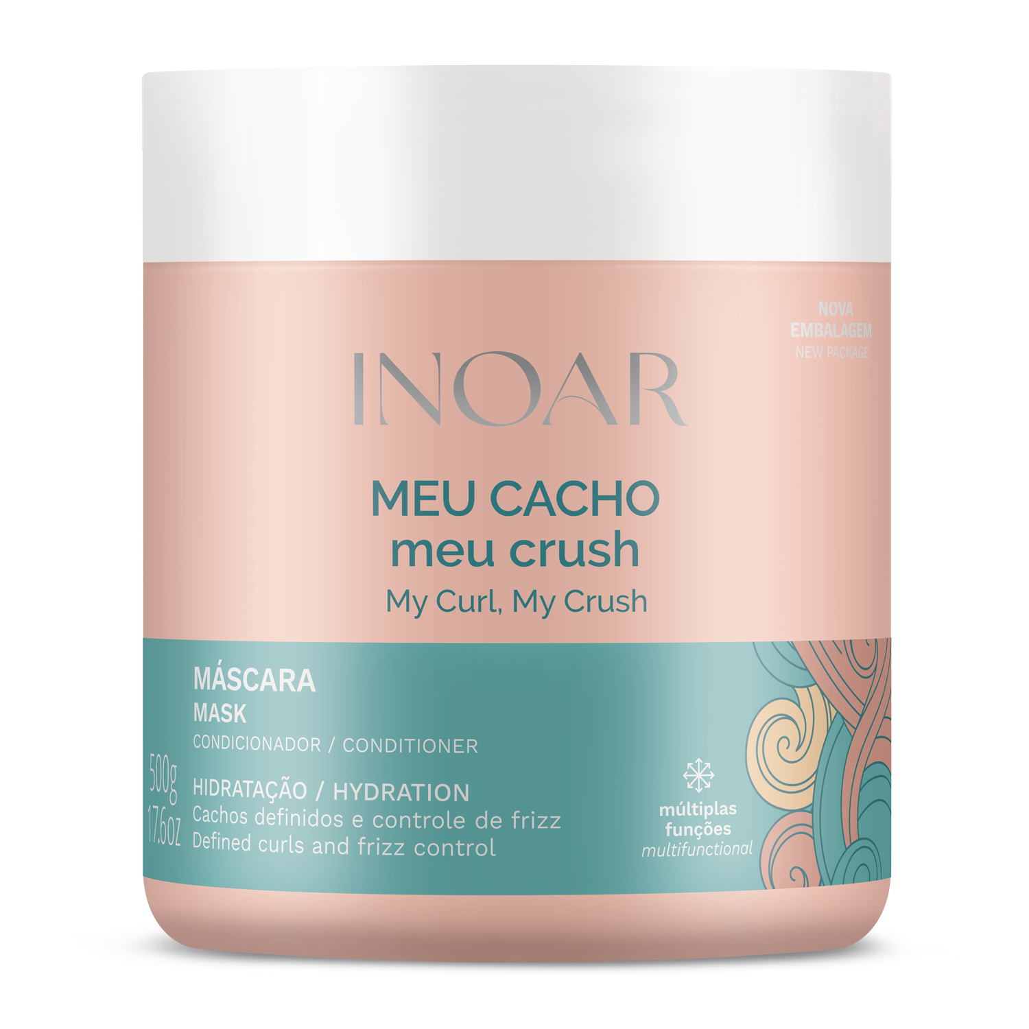 INOAR Meu Cacho, Meu Crush Mask - drėkinanti plaukų kaukė garbanotiems plaukams 500 g