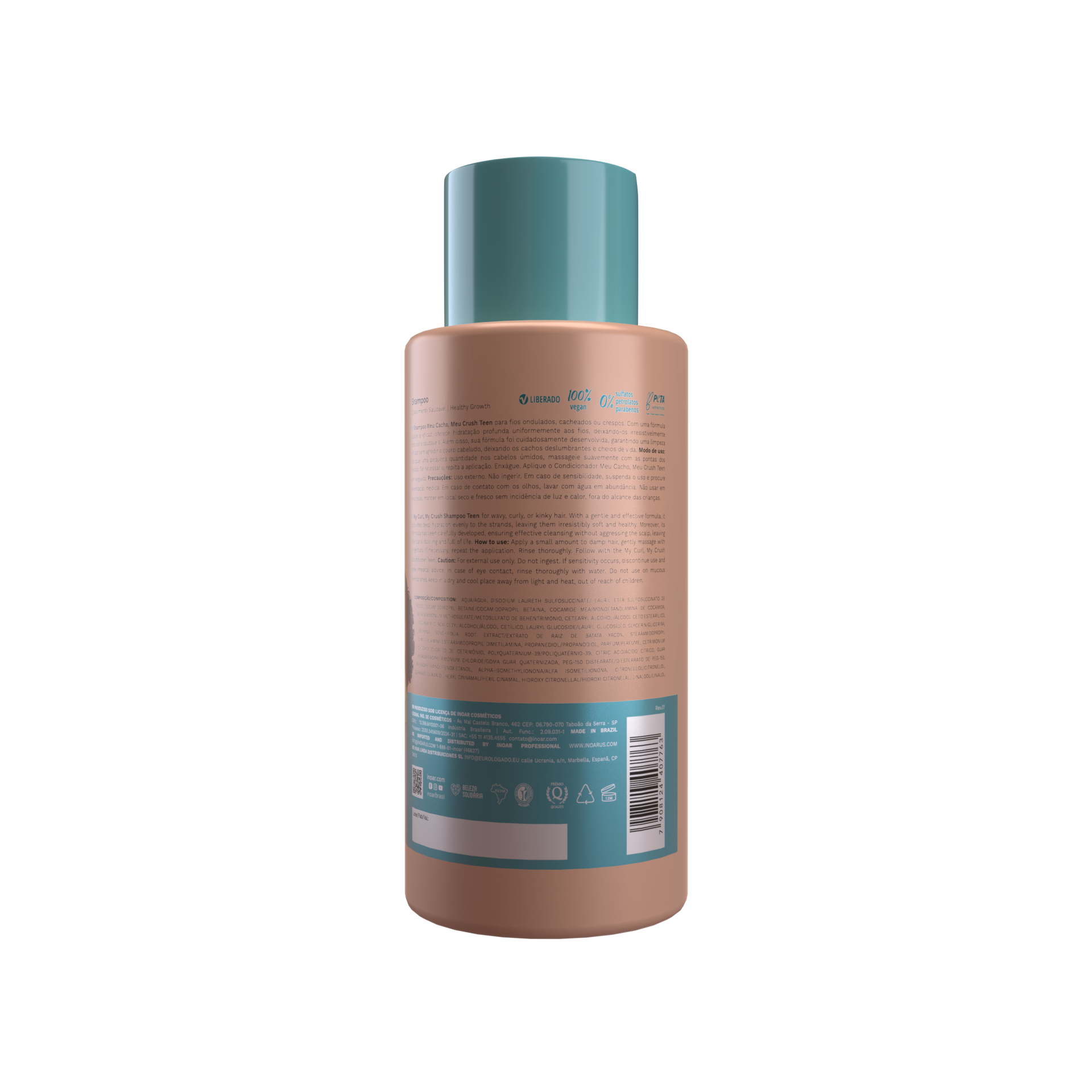 INOAR Meu Cacho Meu Crush Teen Shampoo - šampūnas garbanotiems plaukams 500 ml