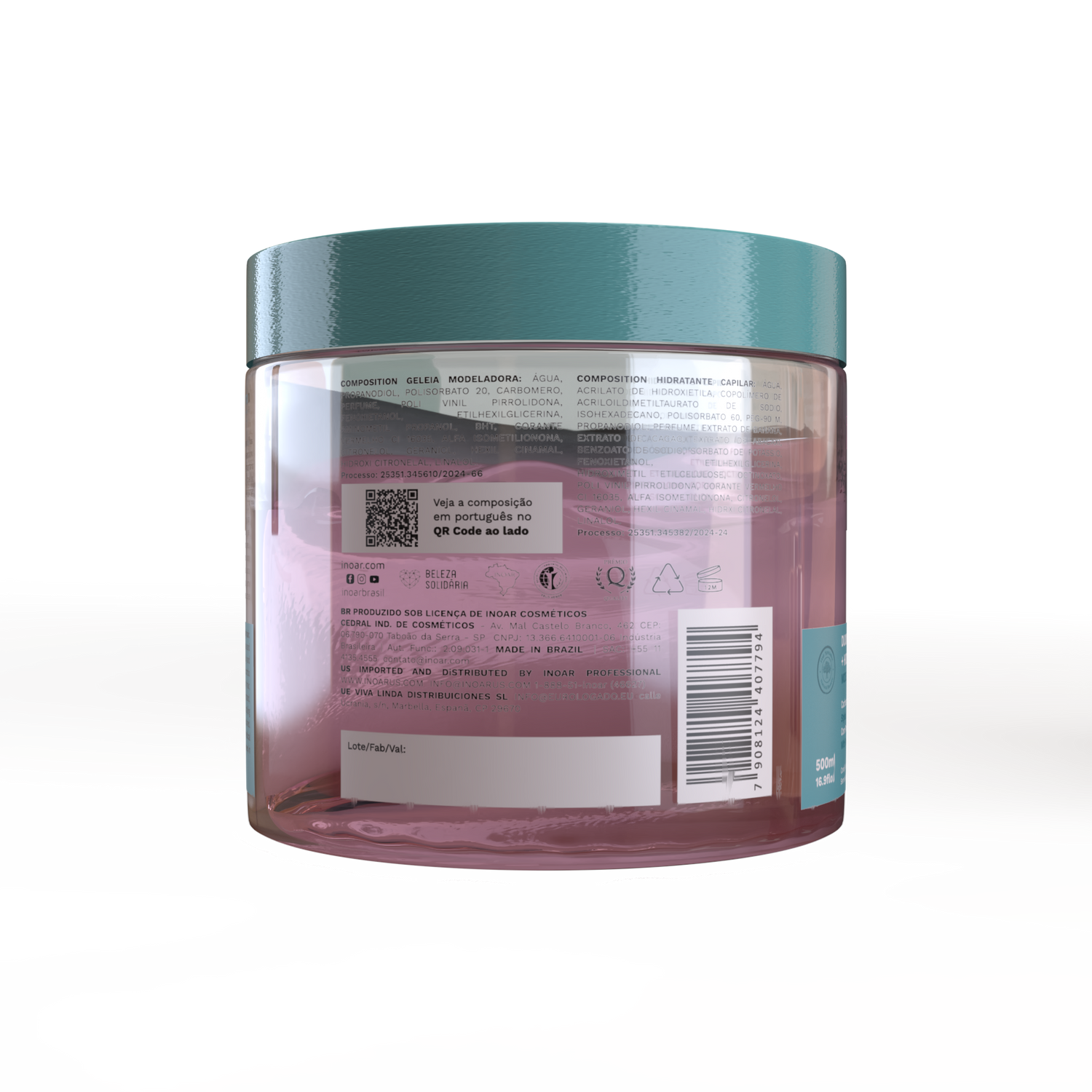 INOAR Meu Cacho Meu Crush Teen DUOMIX Modeling Jelly + Hair Moisturizer - formuojanti želė + drėkinantis kremas 500 g