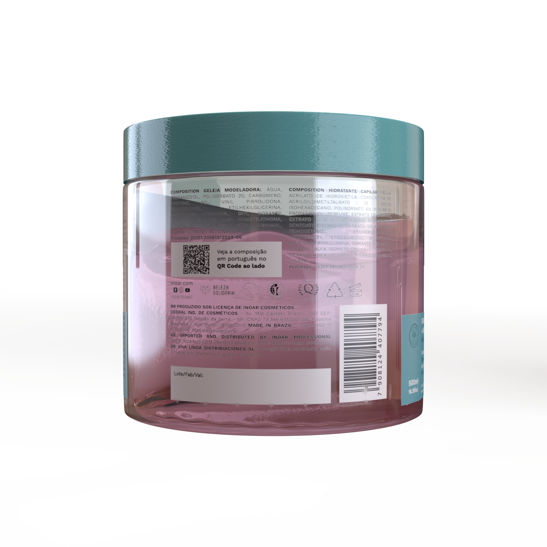 INOAR Meu Cacho Meu Crush Teen DUOMIX Modeling Jelly + Hair Moisturizer - formuojanti želė + drėkinantis kremas 500 g