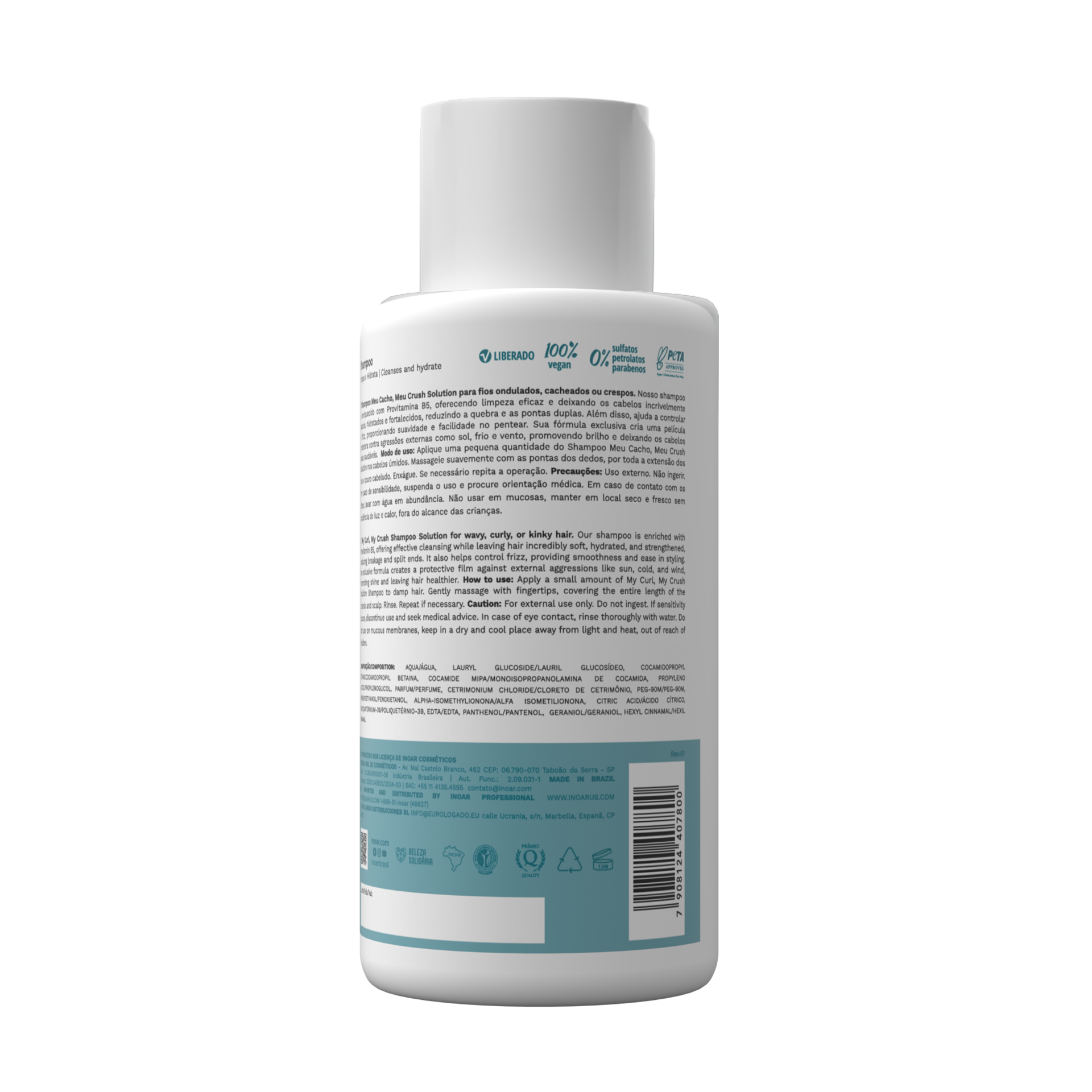 INOAR Meu Cacho Meu Crush Solution Shampoo - šampūnas garbanotiems pažeistiems plaukams 500 ml
