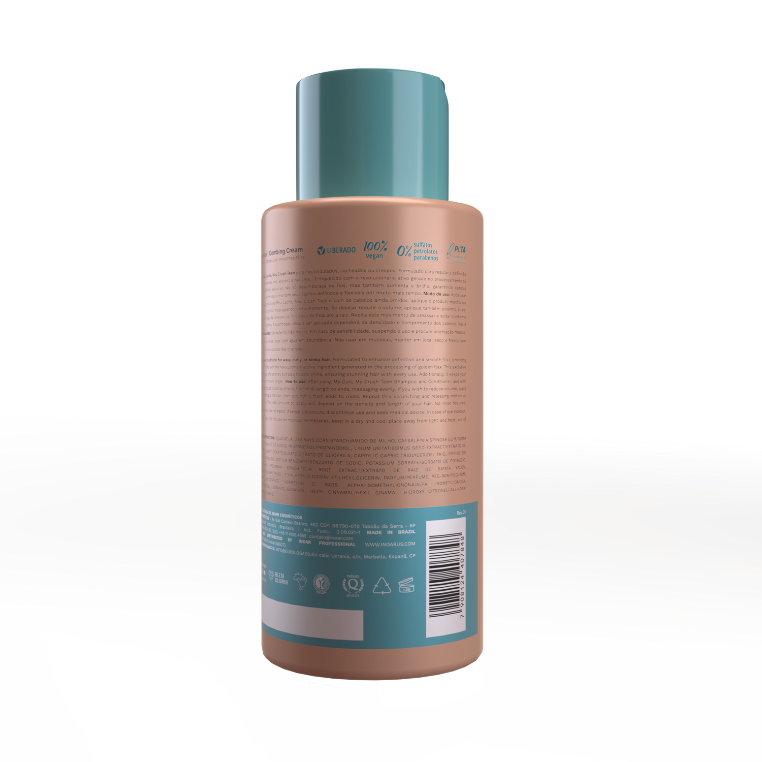 INOAR Meu Cacho Meu Crush Teen Combing Cream - formuojantis šukavimo kremas 500 ml