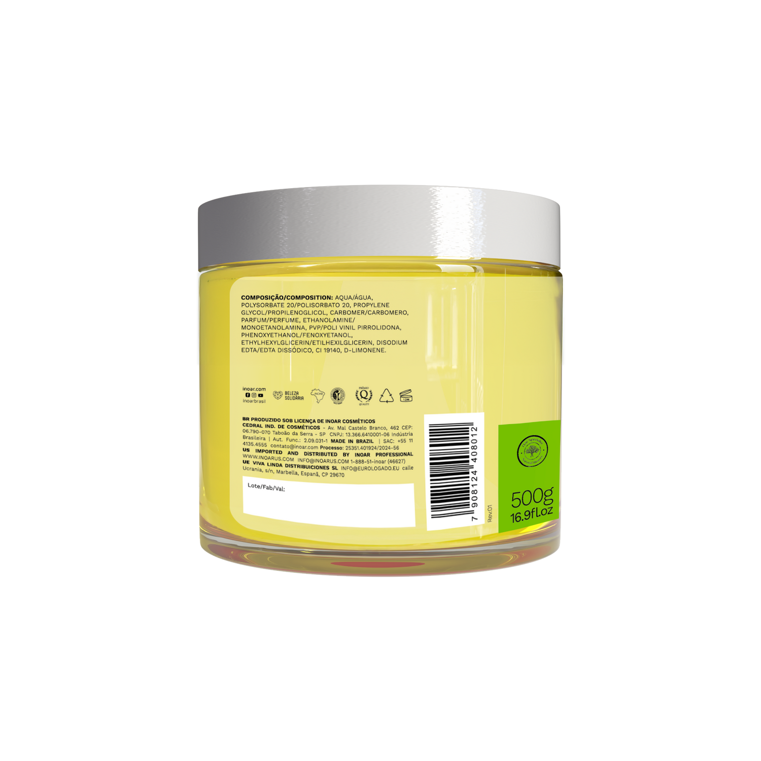 INOAR Meu Cacho Meu Crush Teen Pasion Fruit Hair Jelly - plaukų formavimo želė garbanotiems plaukams pasiflorų kvapo 500 g