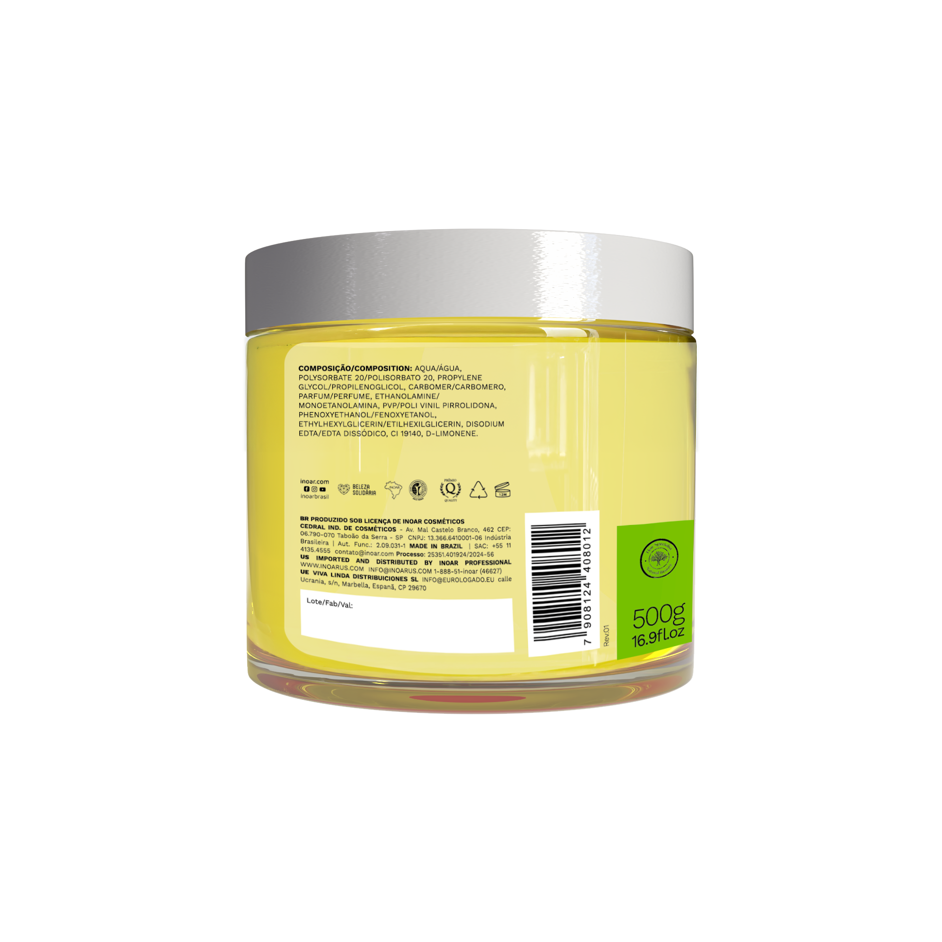 INOAR Meu Cacho Meu Crush Teen Pasion Fruit Hair Jelly - plaukų formavimo želė garbanotiems plaukams pasiflorų kvapo 500 g