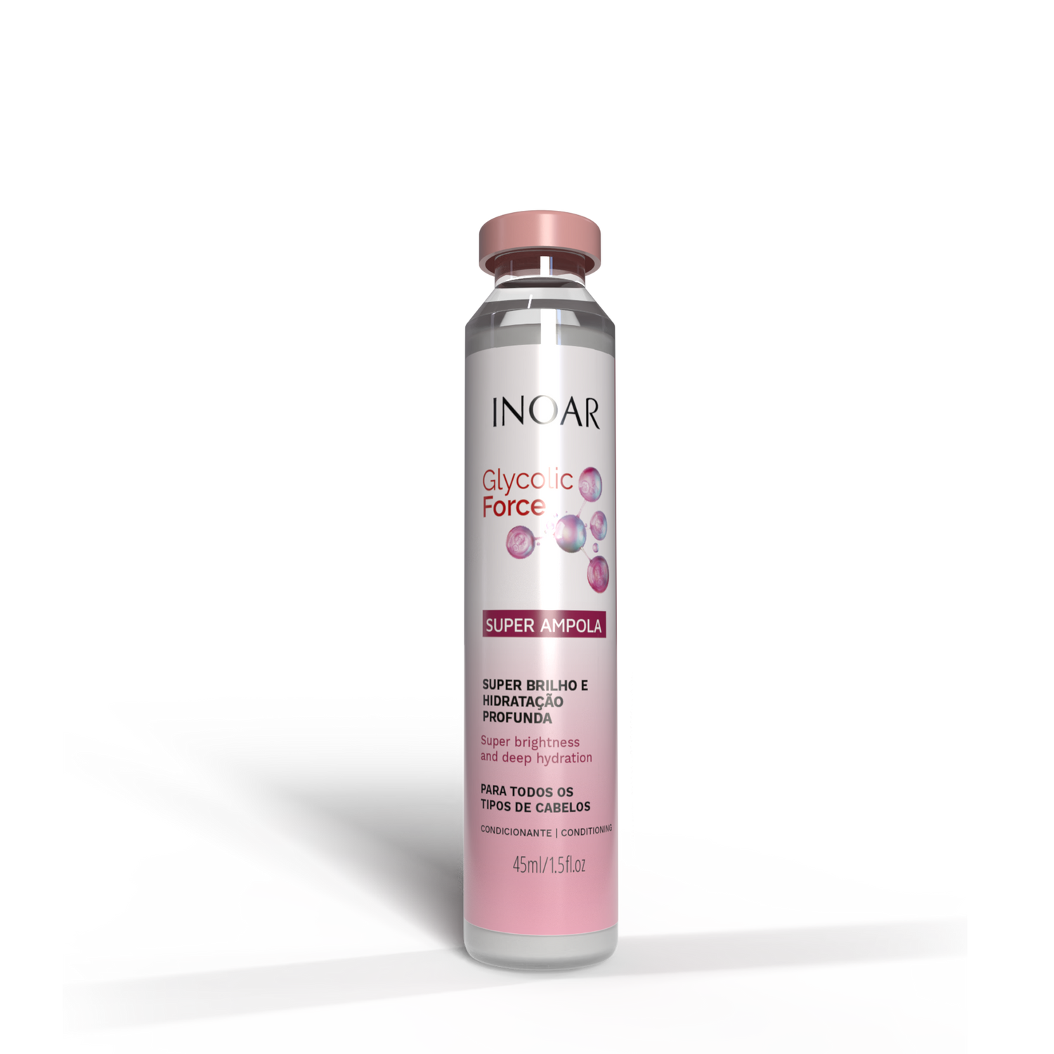 INOAR Glycolic Force Ampola - plaukų ampulė porėtam plaukui 45 ml