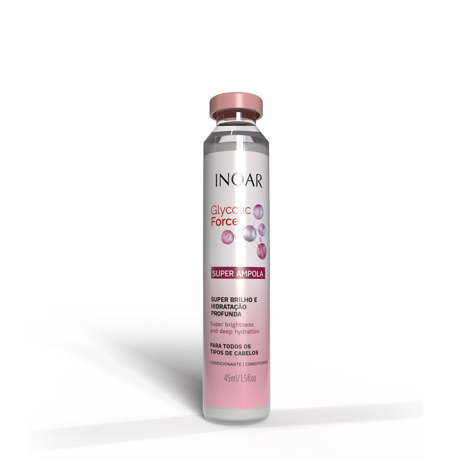 INOAR Glycolic Force Ampola - plaukų ampulė porėtam plaukui 45 ml
