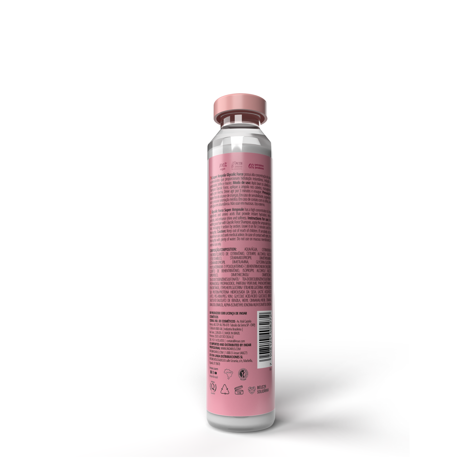 INOAR Glycolic Force Ampola - plaukų ampulė porėtam plaukui 45 ml