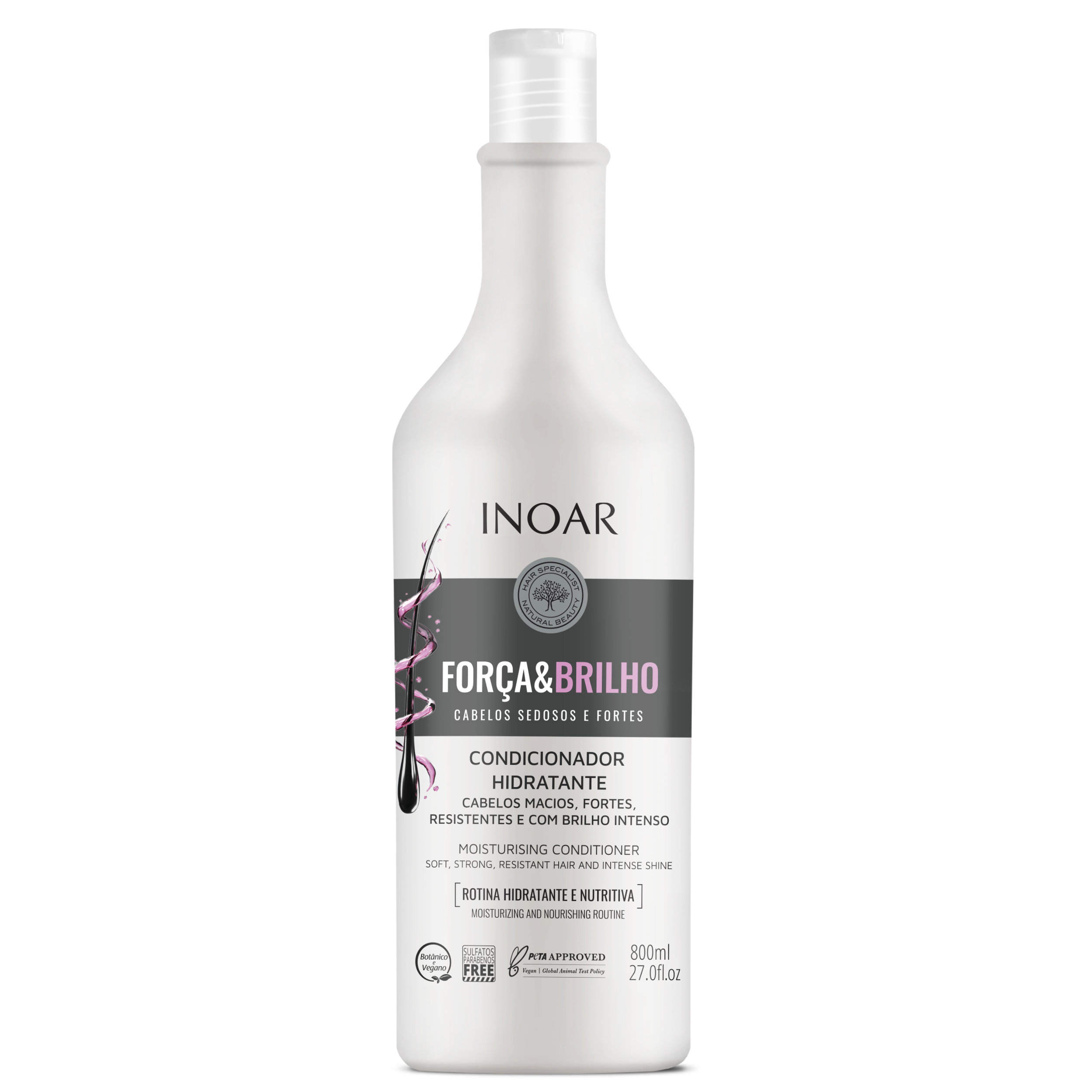 INOAR Força & Brilho Conditioner - drėkinantis kondicionierius 800 ml