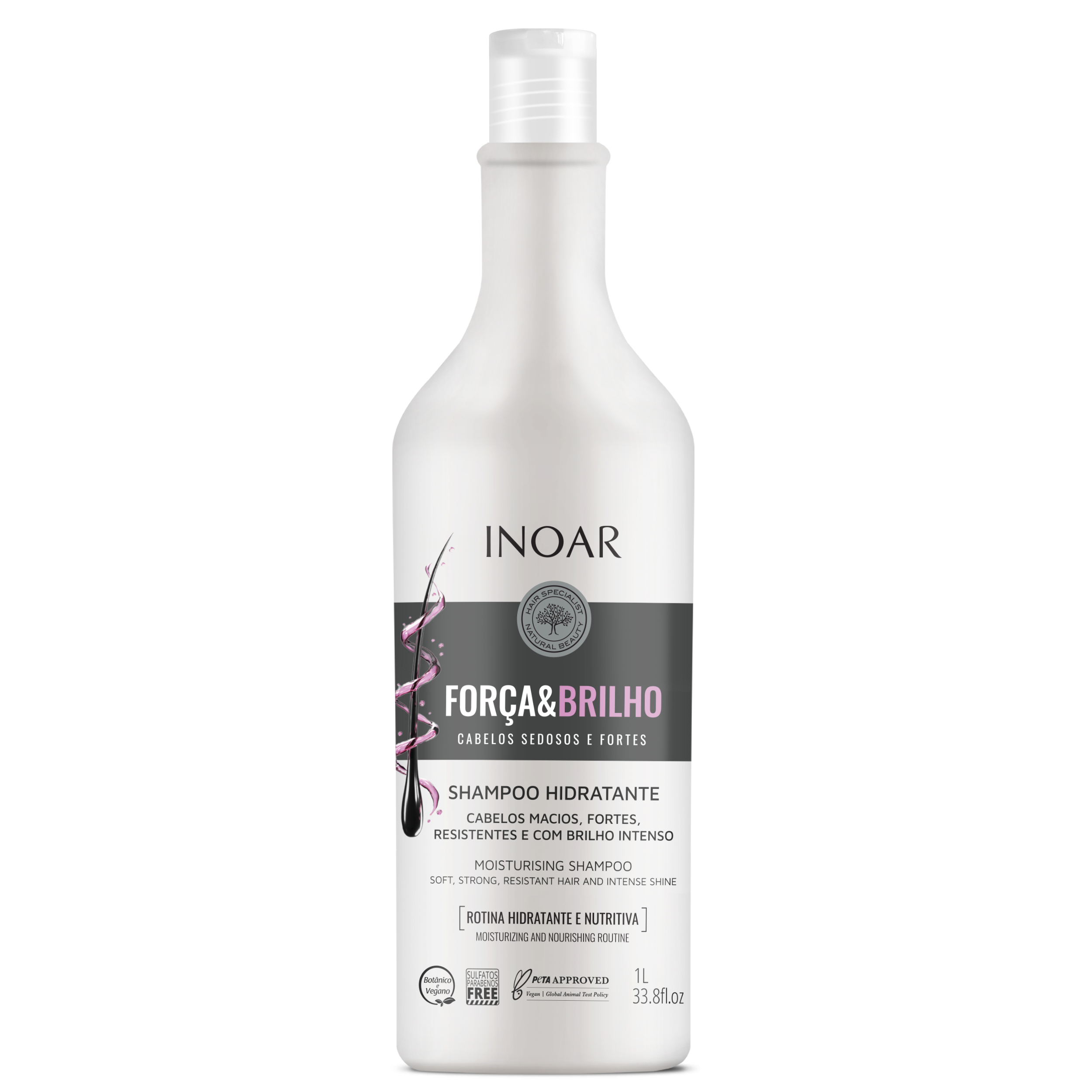 INOAR Força & Brilho Shampoo - drėkinantis šampūnas 1000 ml