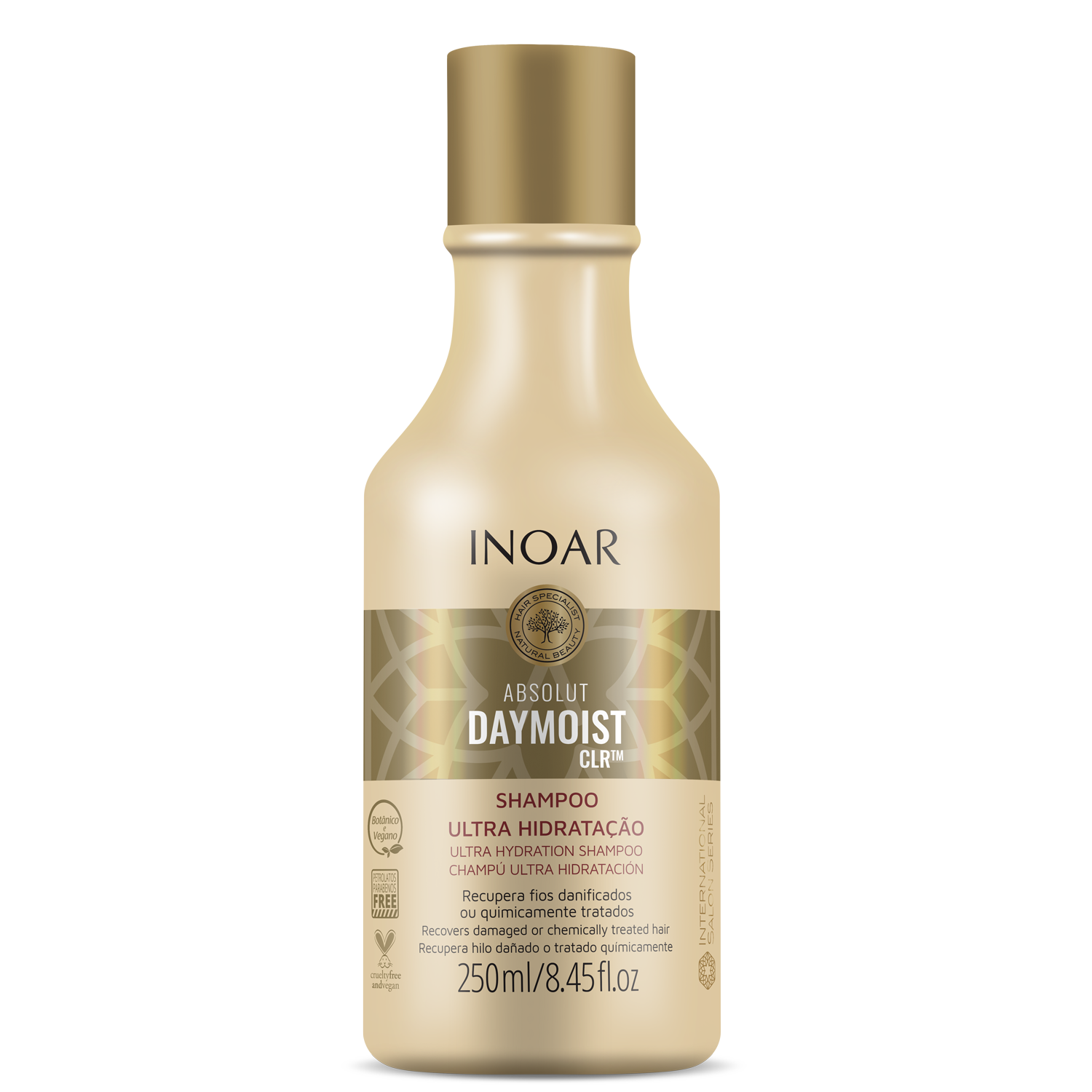 INOAR Absoliut Daymoist Shampoo - šampūnas chemiškai pažeistiems plaukams