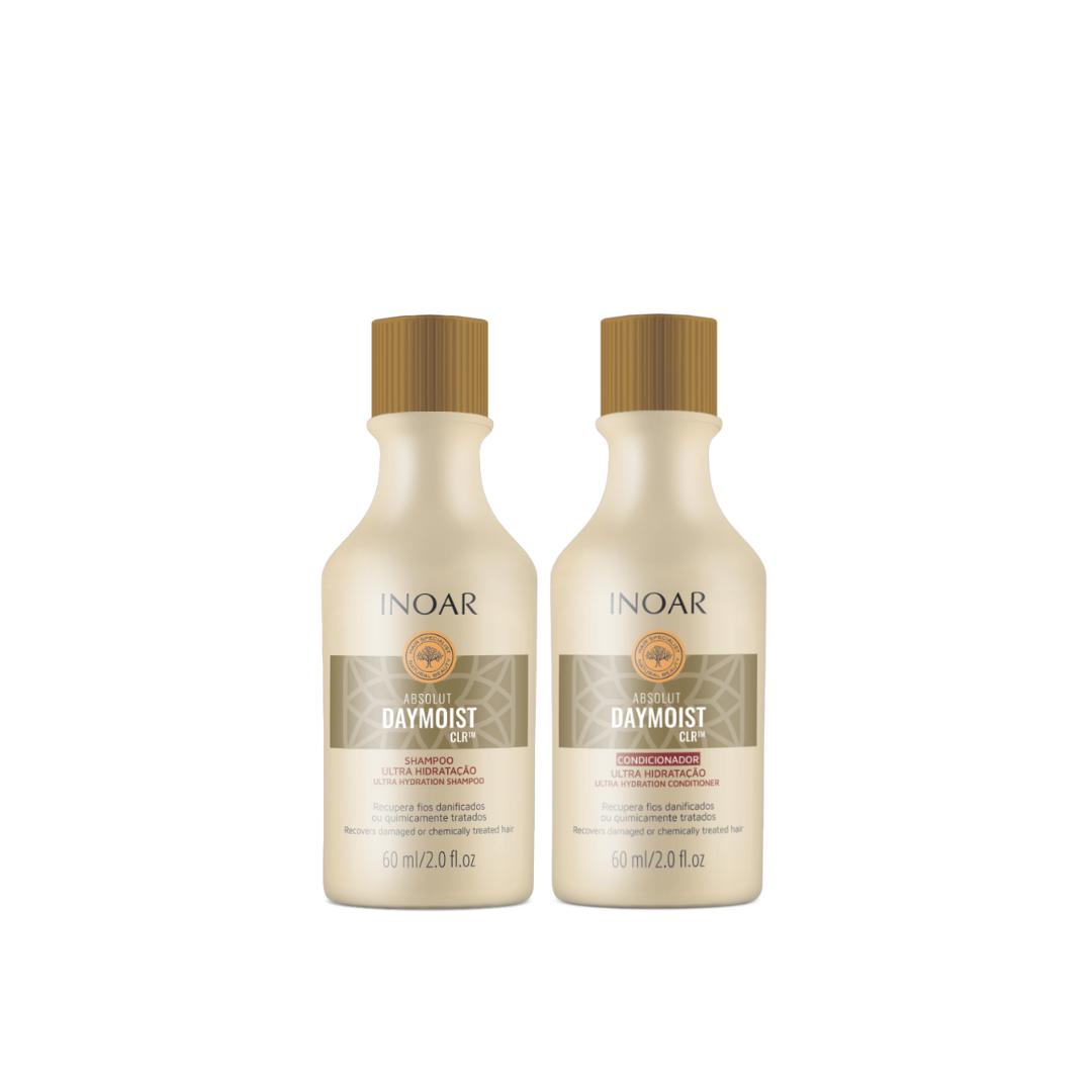 INOAR Daymoist Duo Kit - priemonių rinkinys chemiškai pažeistiems plaukams 2x250 ml