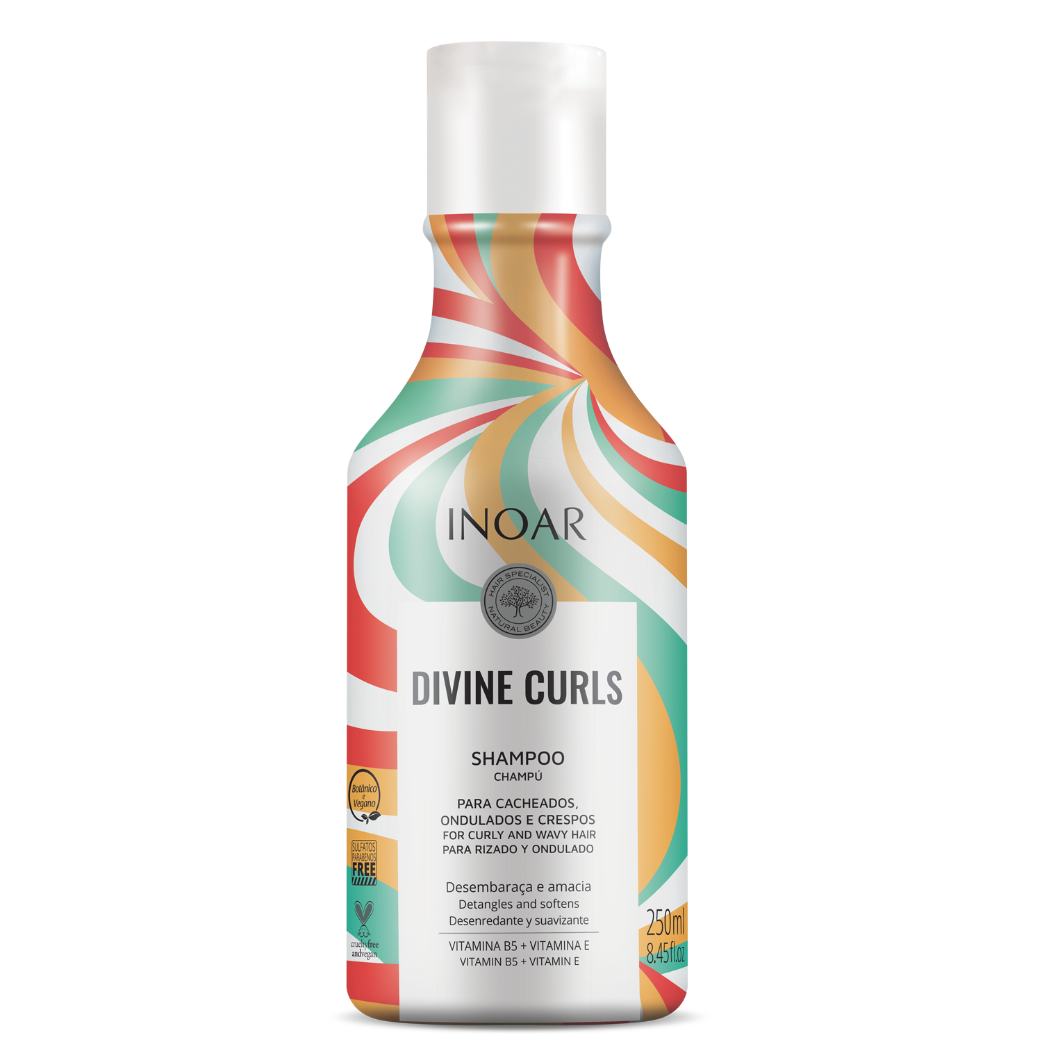 INOAR Divine Curls Shampoo - šampūnas garbanotiems ir banguotiems plaukams 250 ml