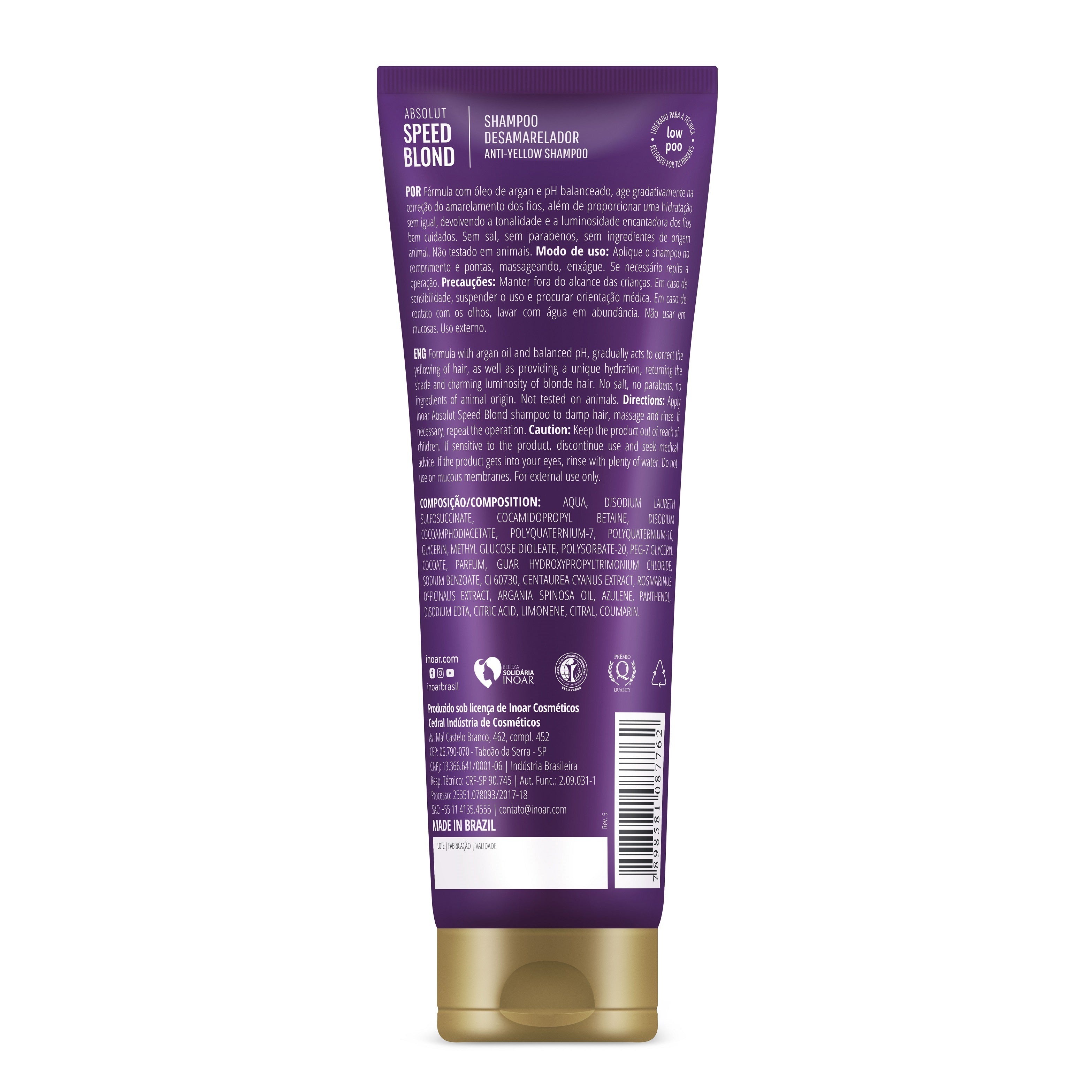 INOAR Speed Blond Shampoo - šampūnas šviesiems plaukams