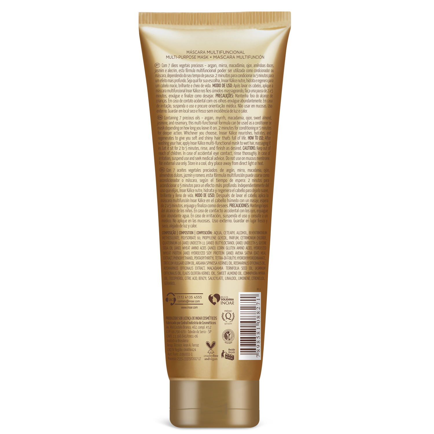 INOAR Kalice Multi-purpose Mask - daugiafunkcinė plaukų kaukė 250 ml