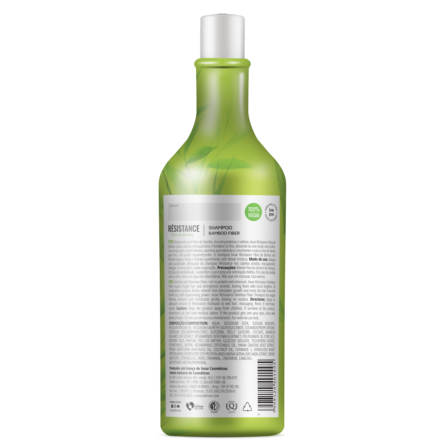 INOAR Resistance Fibra de Bambu Shampoo - stiprinantis ir blizgesio suteikiantis šampūnas 1000 ml
