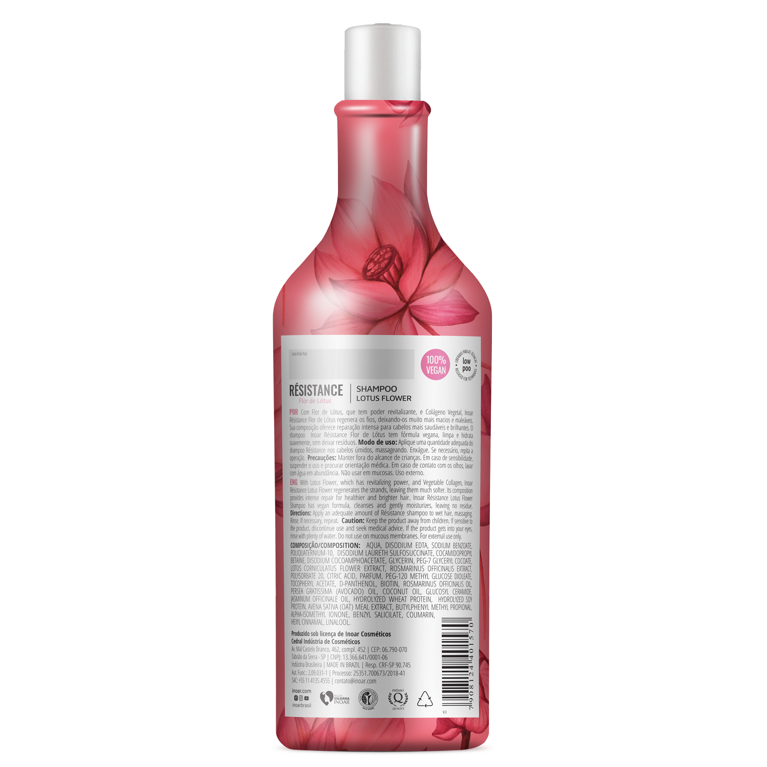 INOAR Resistance Flor de Lotus Shampoo - regeneruojantis blizgesio suteikiantis šampūnas 1000 ml