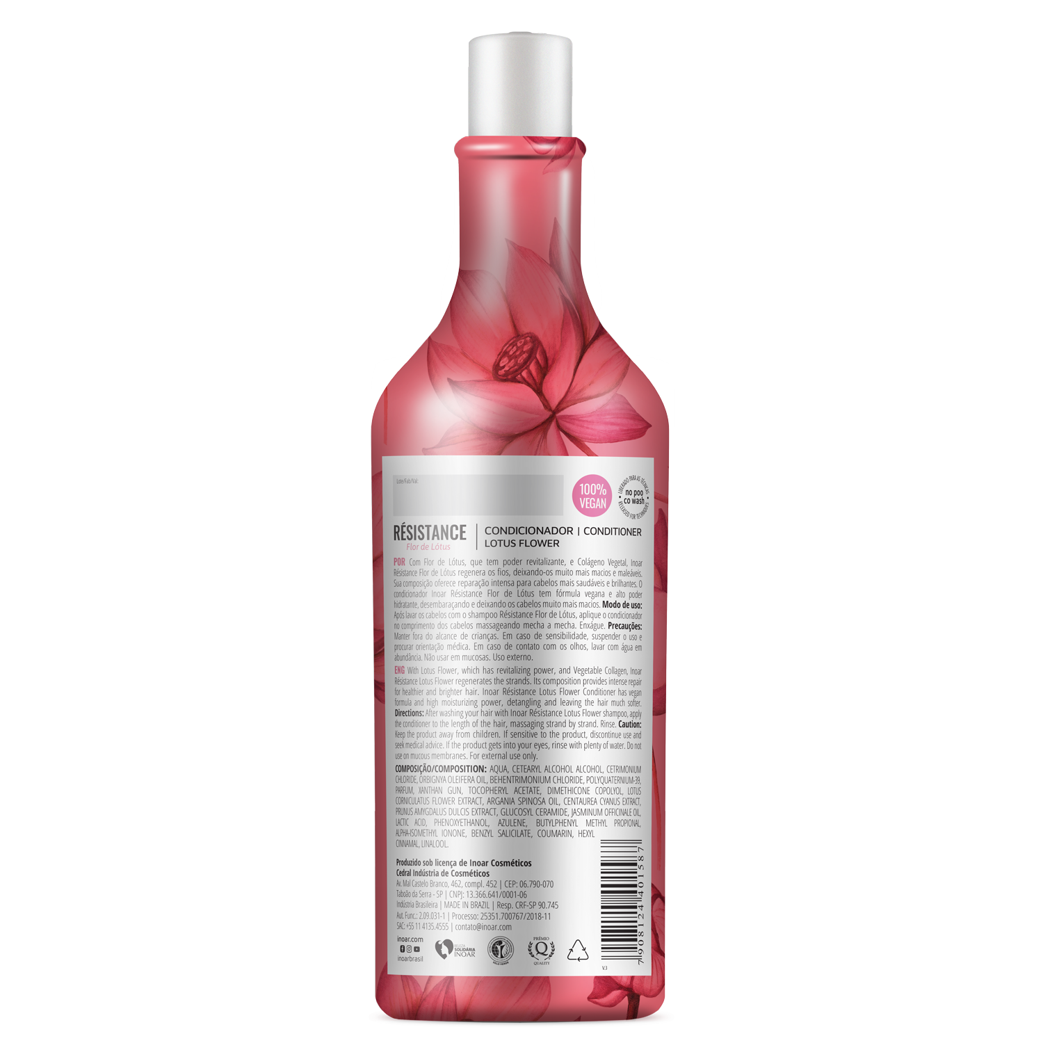 INOAR Resistance Flor de Lotus Conditioner - plaukus drėkinantis kondicionierius 1000 ml