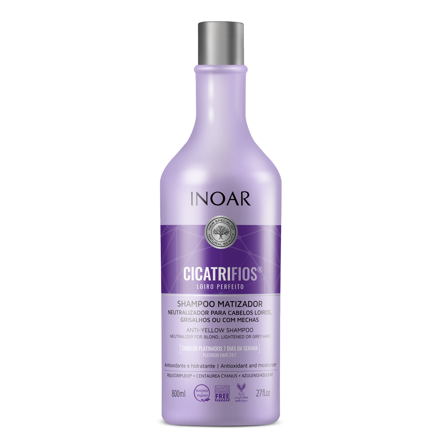 INOAR CicatriFios Perfect Blond Shampoo - šampūnas šviesiems plaukams 800 ml