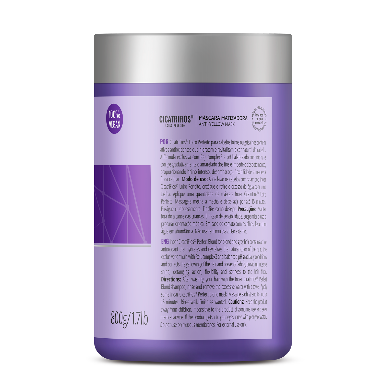 INOAR CicatriFios Perfect Blond Mask - plaukų kaukė šviesiems plaukams 800 ml