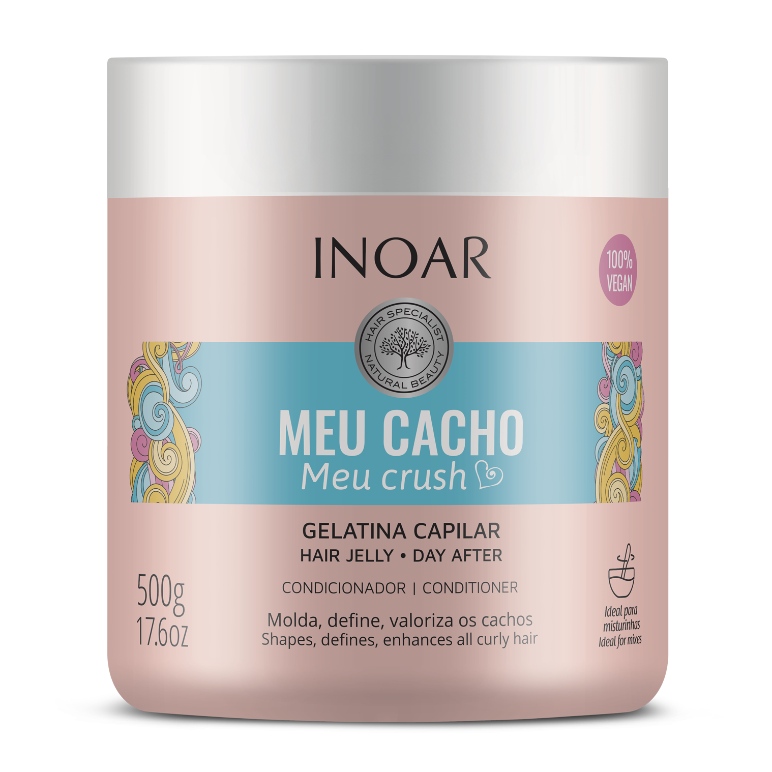 INOAR Meu Cacho Meu Crush Hair Jelly - garbanų formavimo gelis 500 g