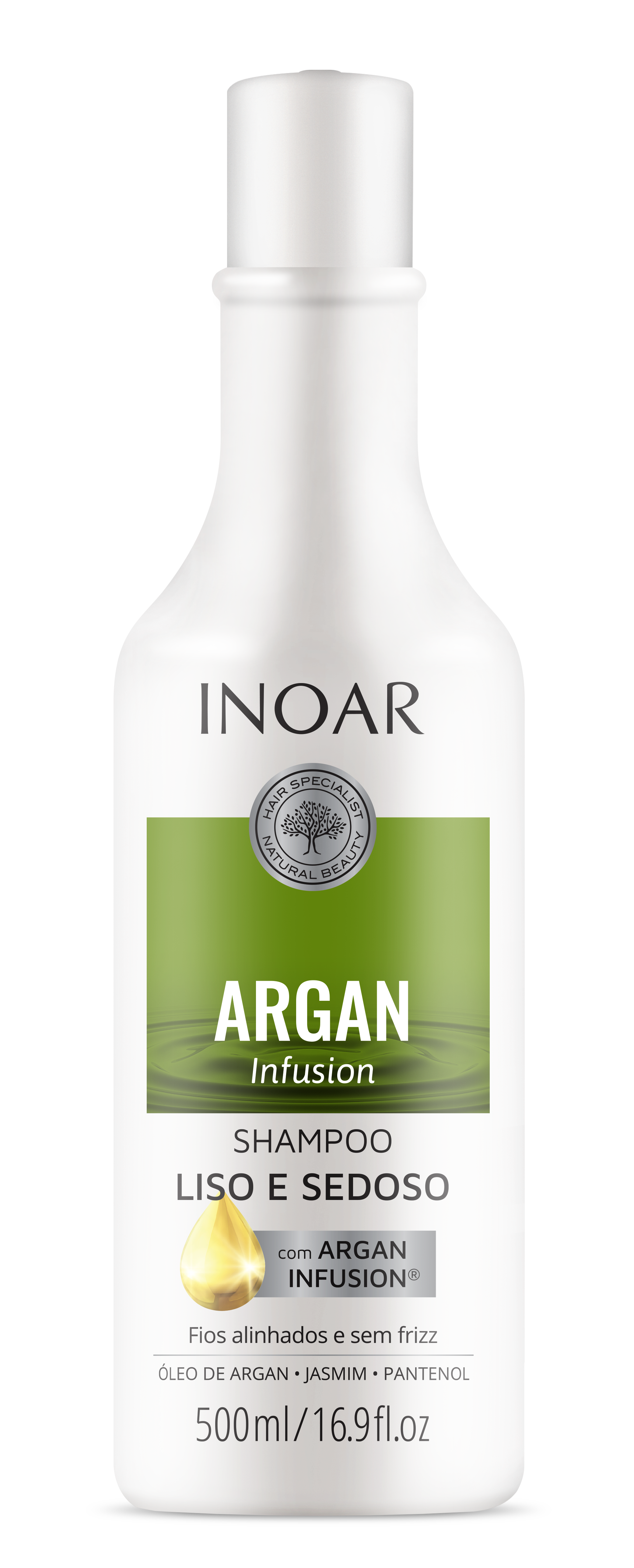INOAR Argan Infusion Smooth and Silky Shampoo - glotnių ir švelnių plaukų šampūnas 500 ml