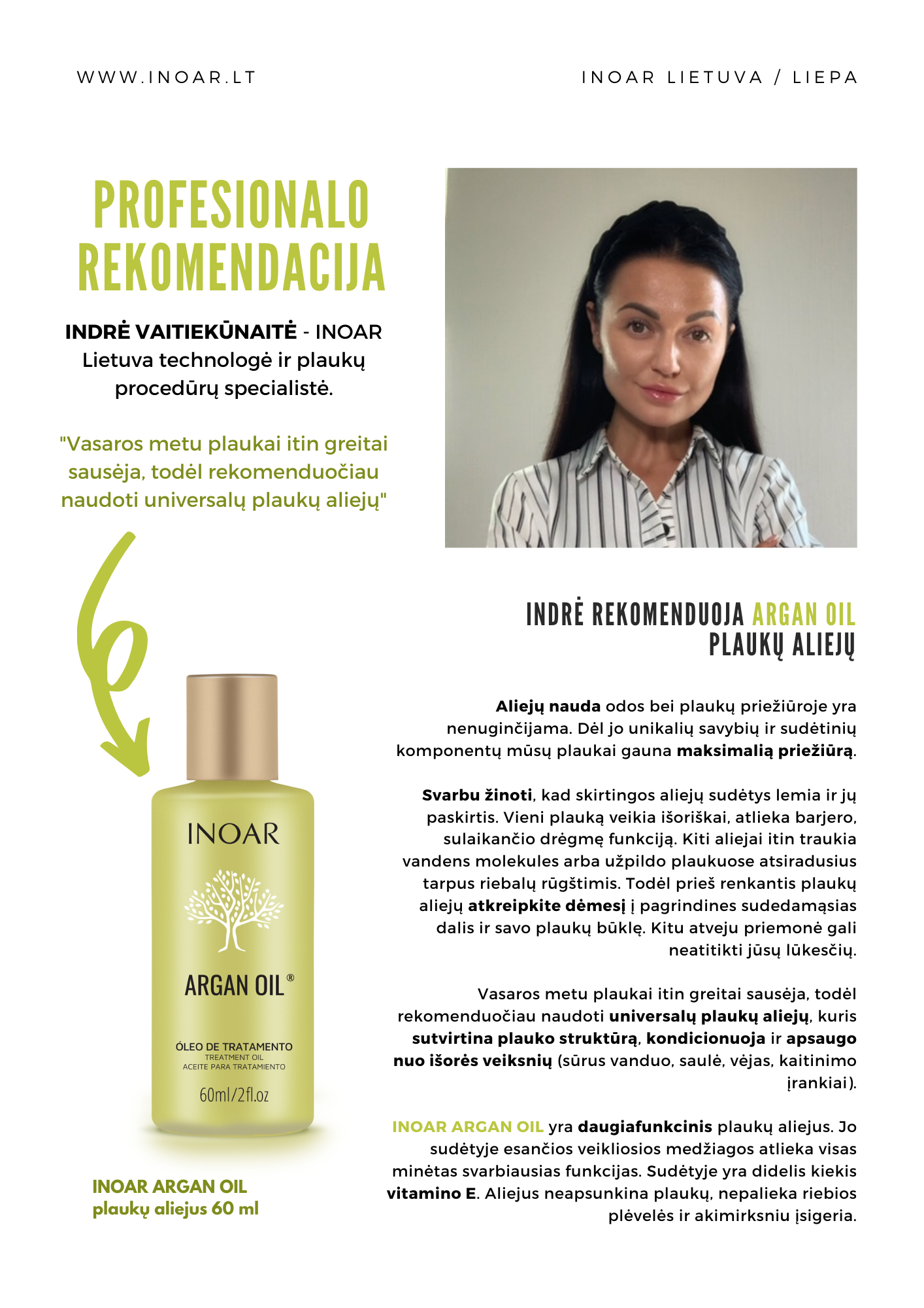 INOAR Argan Oil - daugiafunkcinis argano aliejus