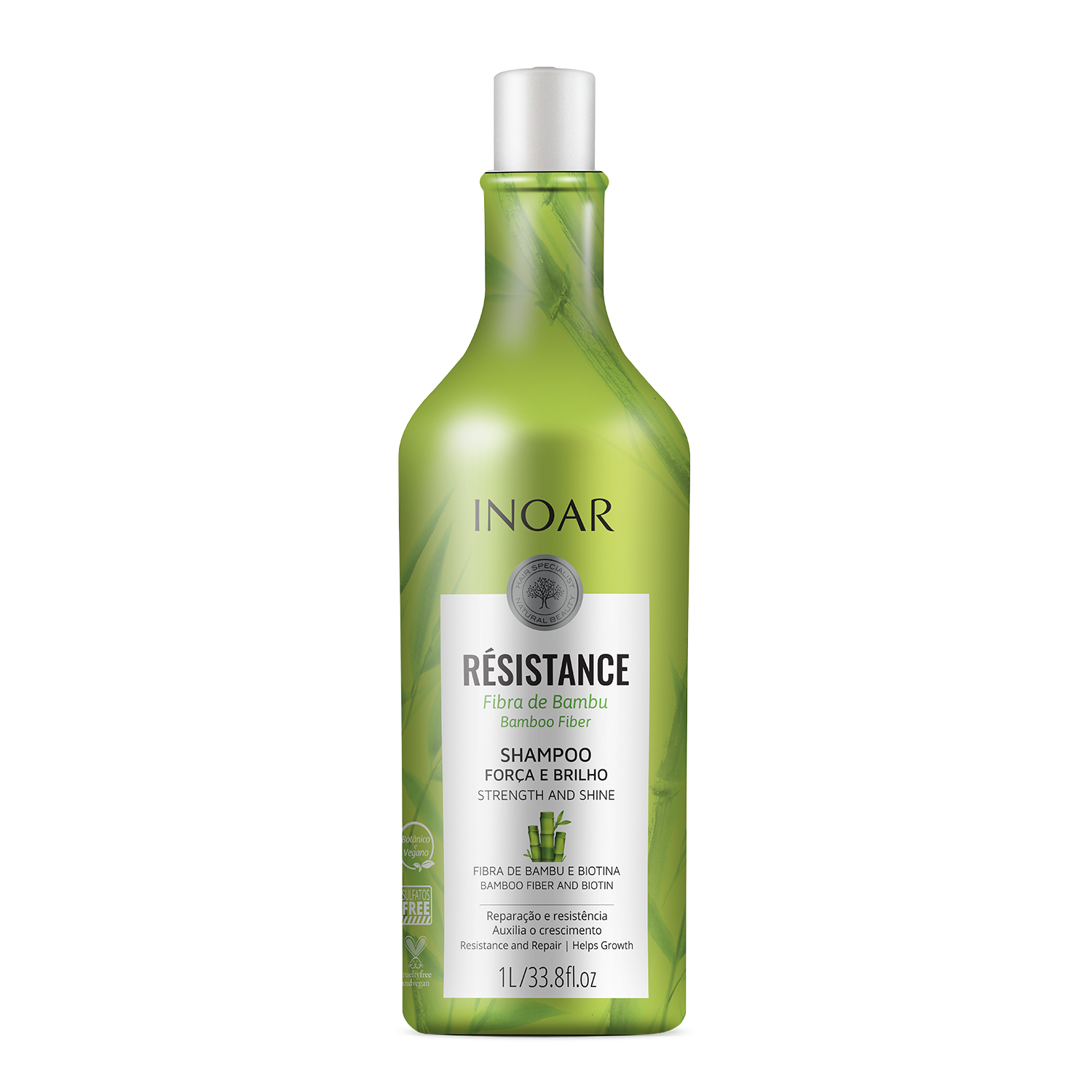 INOAR Resistance Fibra de Bambu Shampoo - stiprinantis ir blizgesio suteikiantis šampūnas 1000 ml