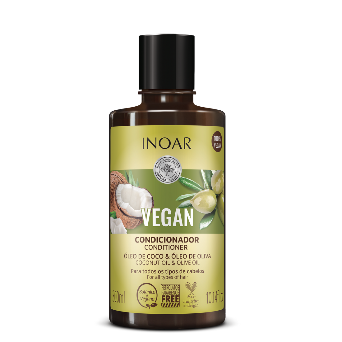 INOAR Vegan Conditioner - kondicionierius su kokoso ir alyvuogių aliejais 300 ml