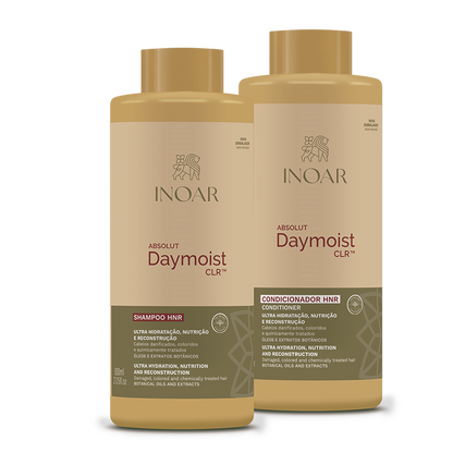 INOAR Daymoist Duo Kit - priemonių rinkinys chemiškai pažeistiems plaukams 2x250 ml