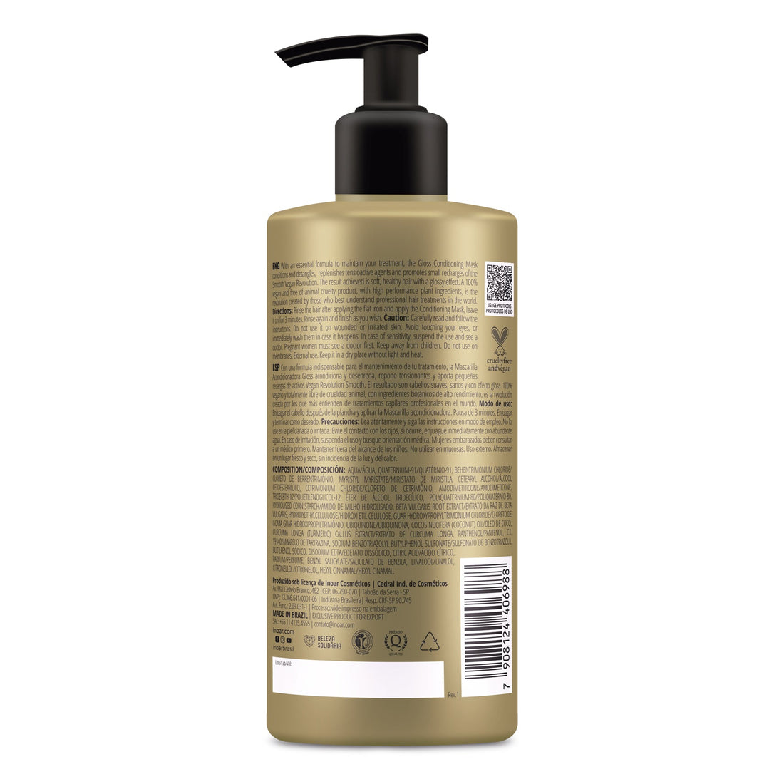 INOAR Vegan Revolution Smooth Glos Conditioning Moisturizing Mask - drėkinanti kaukė Step 2 350 ml