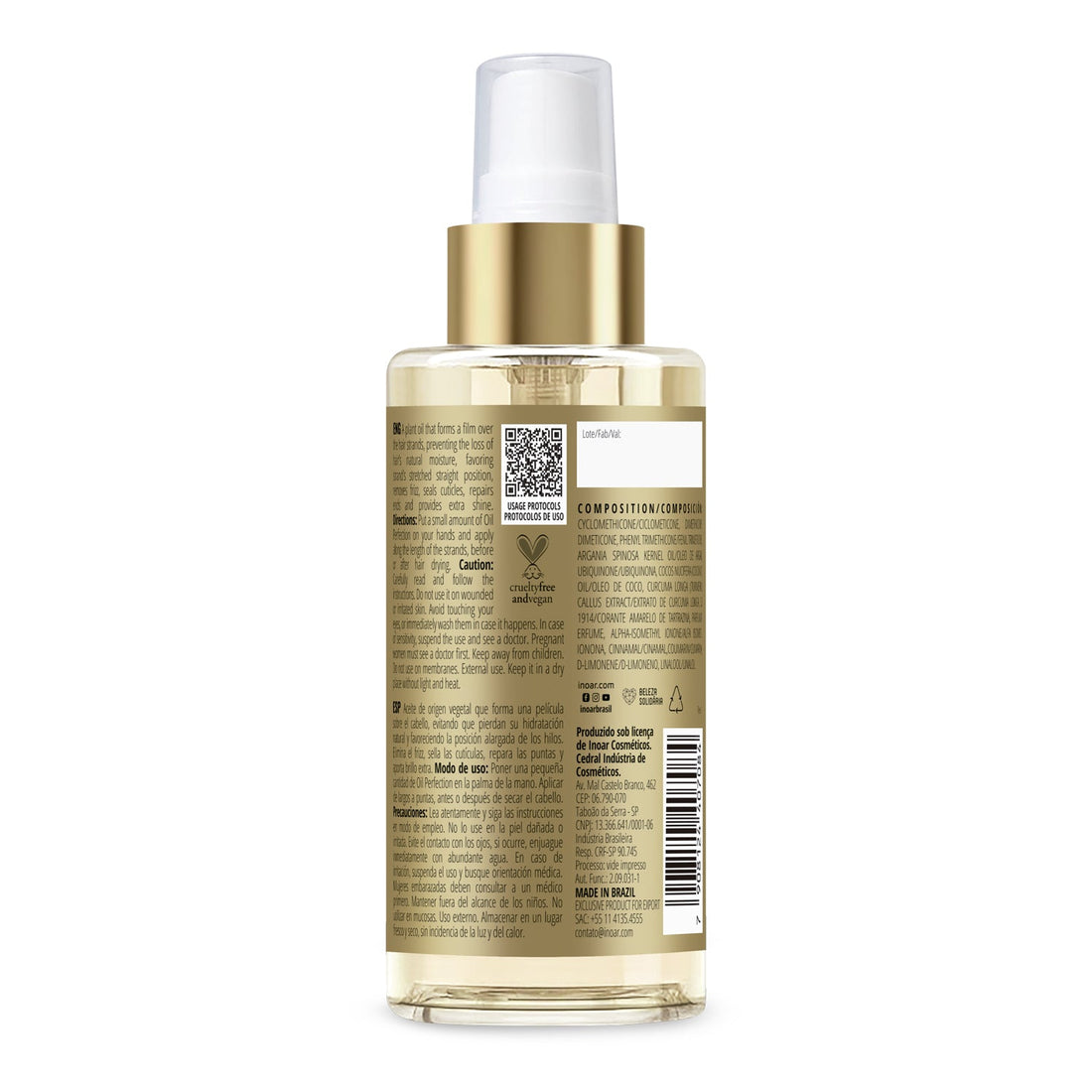 INOAR Vegan Revolution Smooth Oil Perfction - baigiamasis plaukų aliejus 100 ml