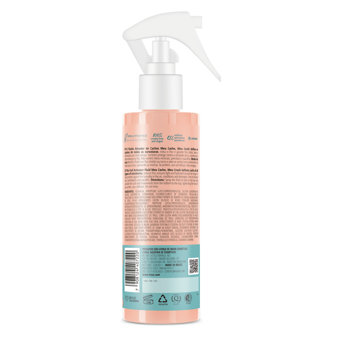 INOAR Meu Cacho Meu Crush Curls Activator Fluid - garbanų aktyvavimo fluidas 200 ml