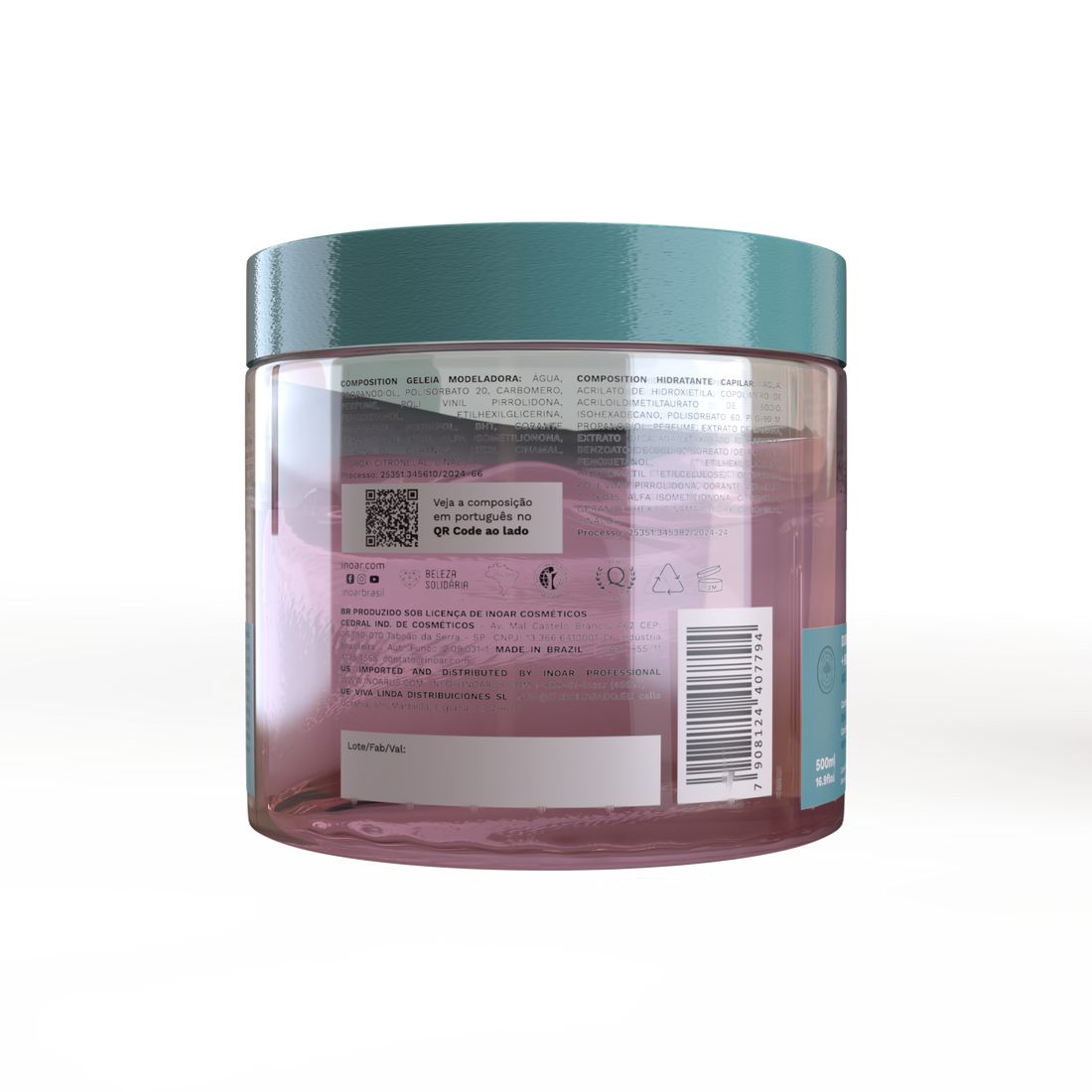 INOAR Meu Cacho Meu Crush Teen DUOMIX Modeling Jelly + Hair Moisturizer - formuojanti želė + drėkinantis kremas 500 g