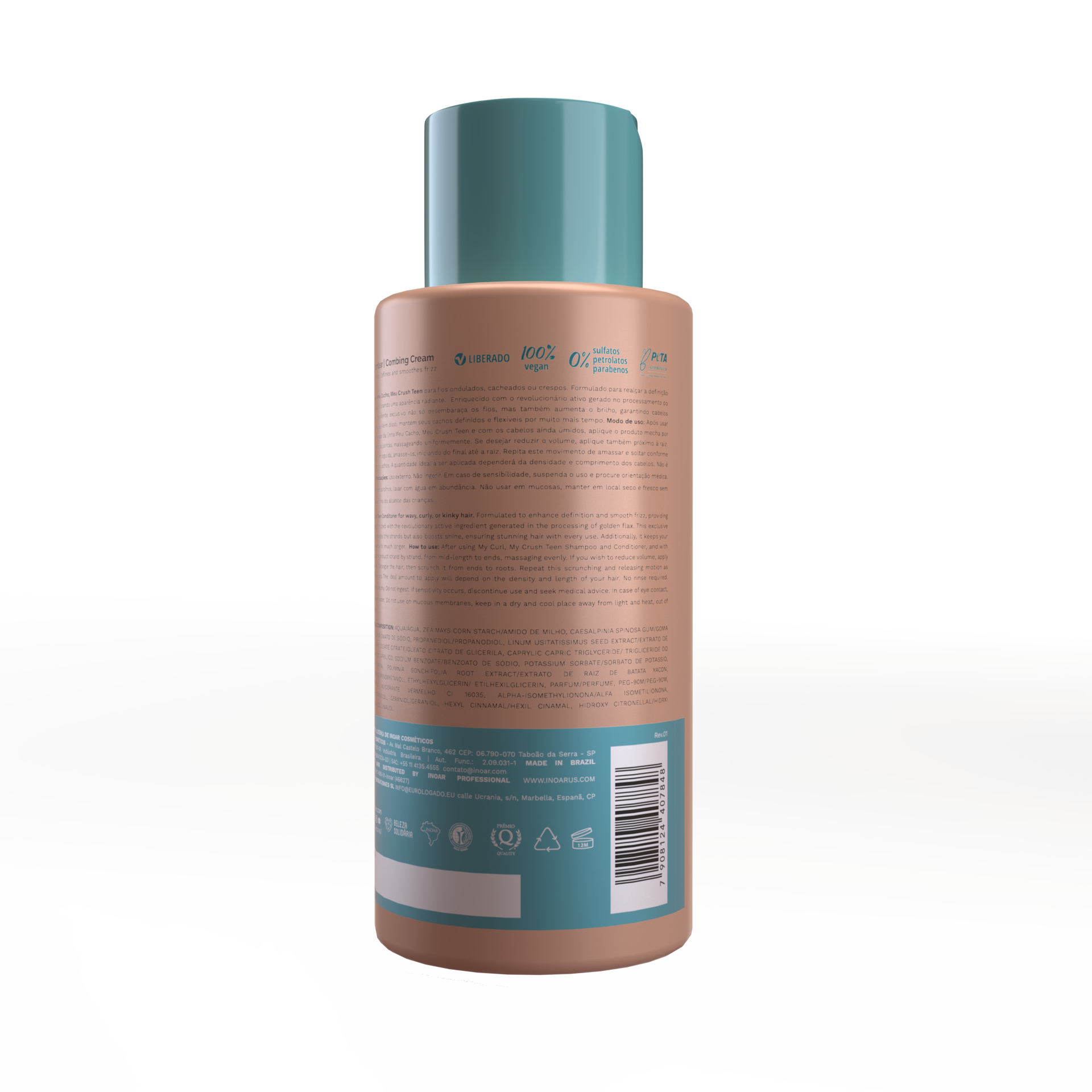 INOAR Meu Cacho Meu Crush Teen Combing Cream - formuojantis šukavimo kremas 500 ml