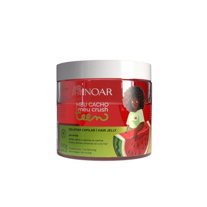 INOAR Meu Cacho Meu Crush Teen Watermelon Hair Jelly - plaukų formavimo želė garbanotiems plaukams arbūzų kvapo 500 g