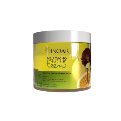 INOAR Meu Cacho Meu Crush Teen Pasion Fruit Hair Jelly - plaukų formavimo želė garbanotiems plaukams pasiflorų kvapo 500 g