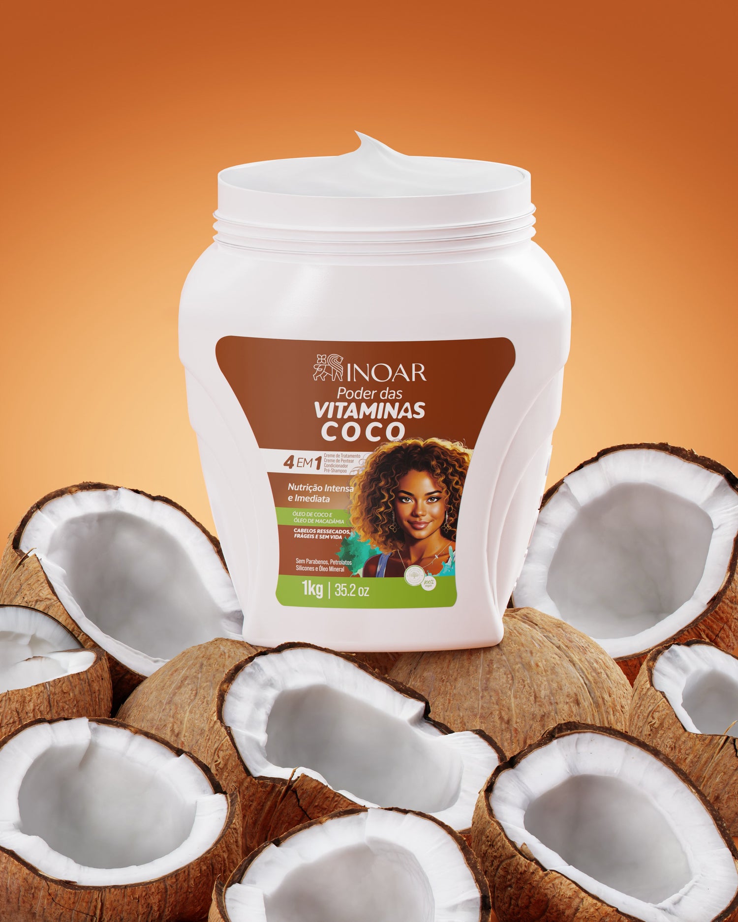 INOAR Multifunctional Cream Coconut - multifunkcinis maitinantis garbanų kremas kokosų kvapo 1000 g