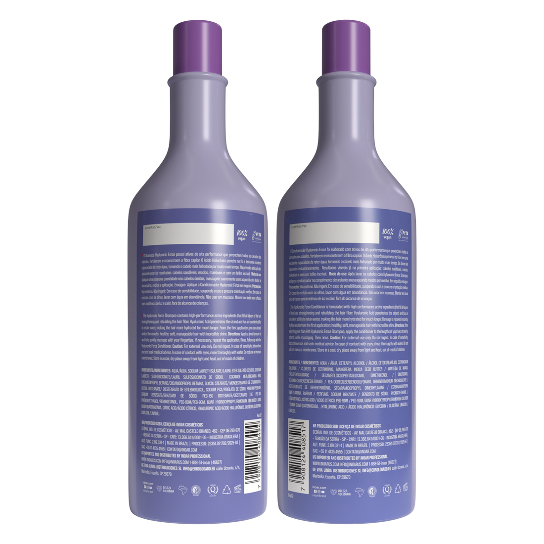 INOAR Hyaluronic Force Duo Kit - šampūno ir kondicionieriaus rinkinys intensyviam drėkinimui