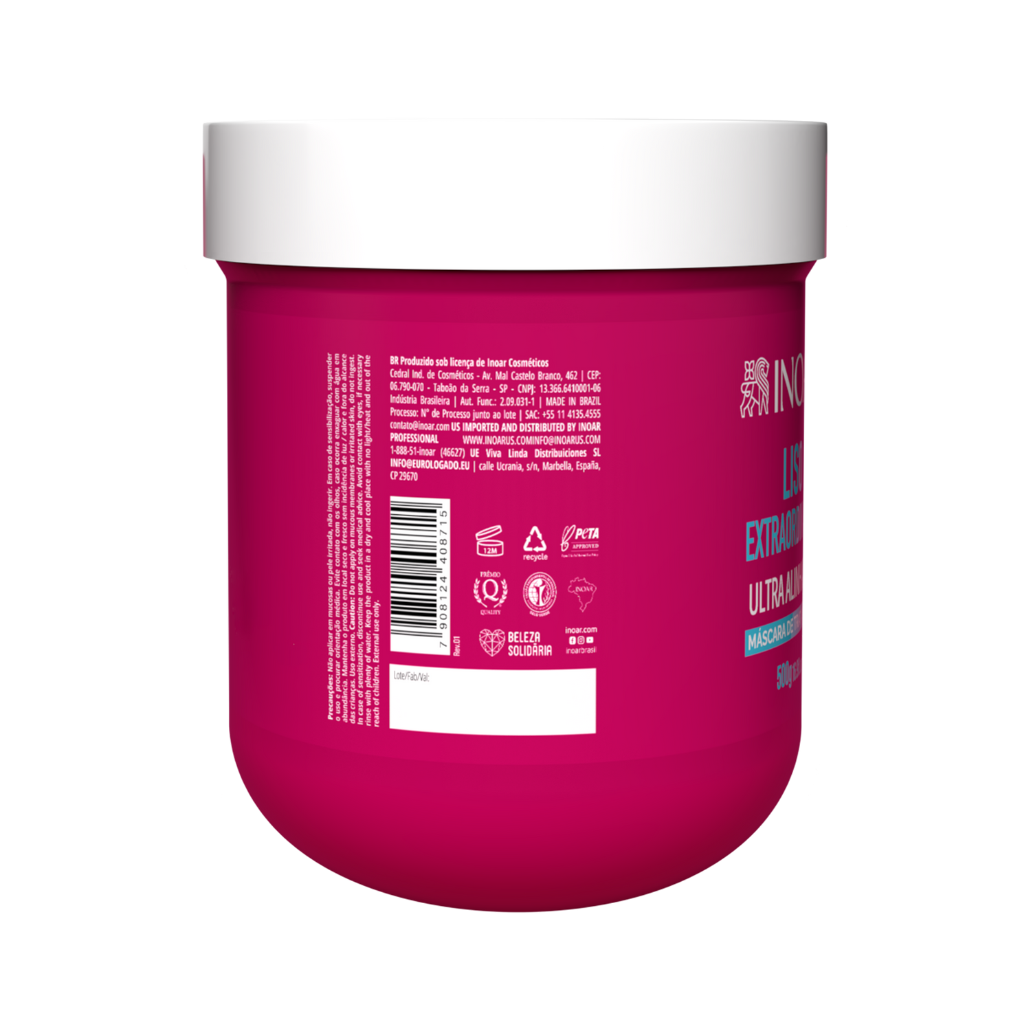 INOAR Liso Extraordinario Mask - plaukus glotninanti kaukė 500 g