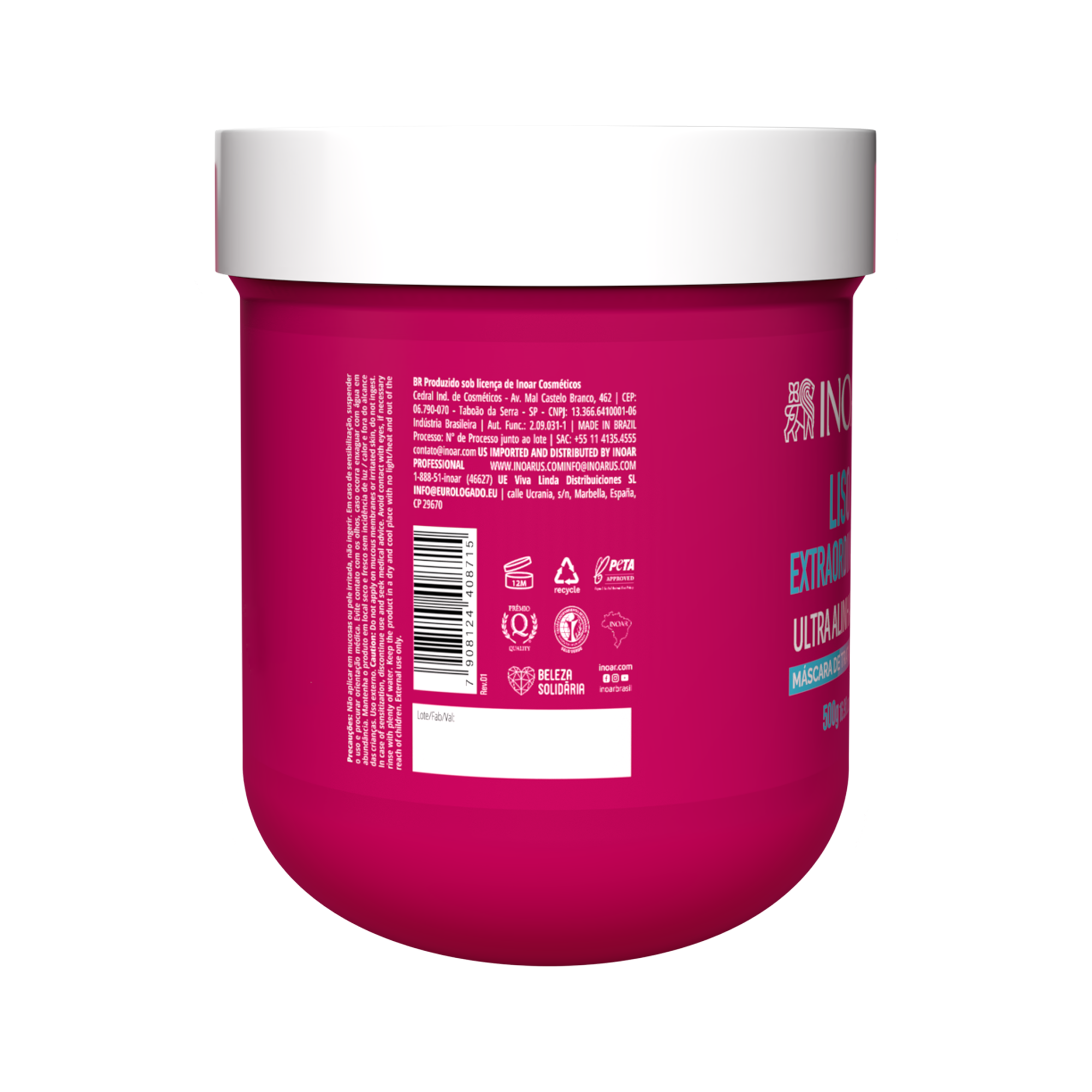 INOAR Liso Extraordinario Mask - plaukus glotninanti kaukė 500 g