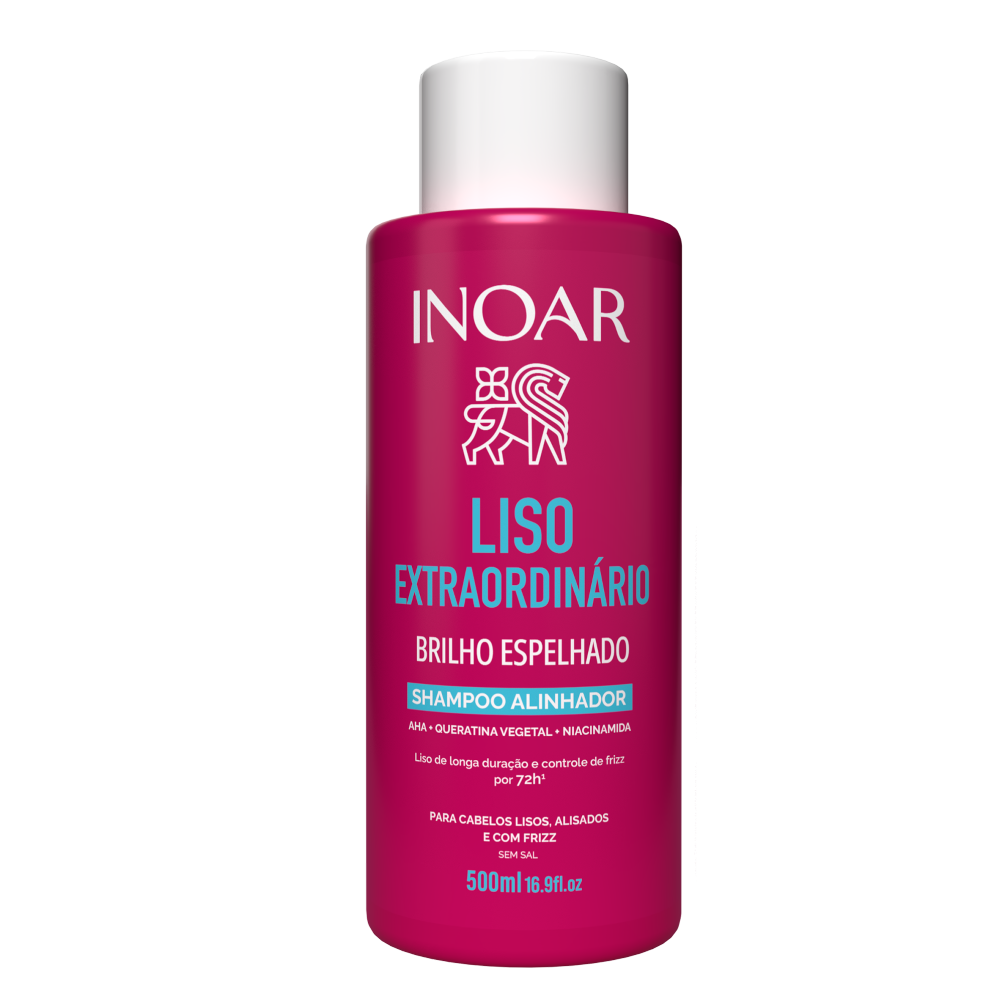INOAR Liso Extraordinario Shampoo - plaukus glotninantis šampūnas 500 ml