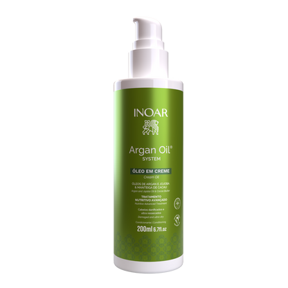 INOAR Argan Cream Oil - nenuplaunamas plaukų kremas su argano aliejumi 200 ml