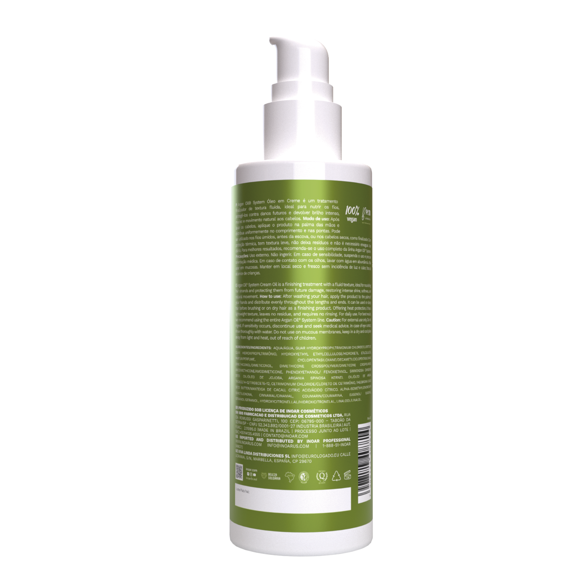 INOAR Argan Cream Oil - nenuplaunamas plaukų kremas su argano aliejumi 200 ml