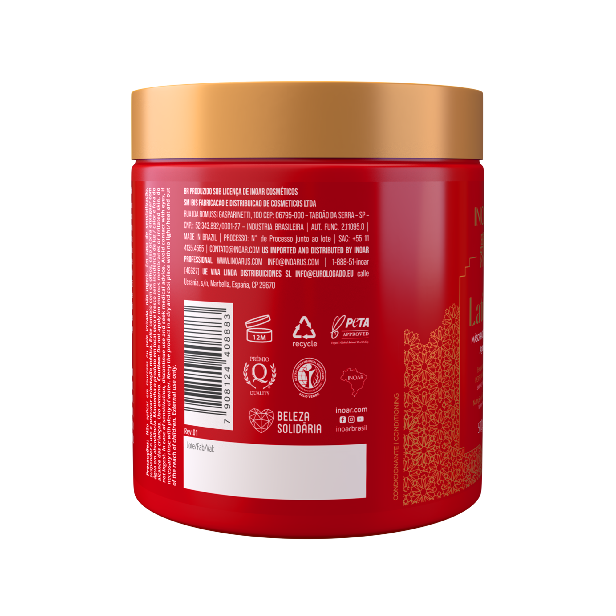 INOAR Latifah Mask - spindesio suteikiantis kaukė plaukams 500 g