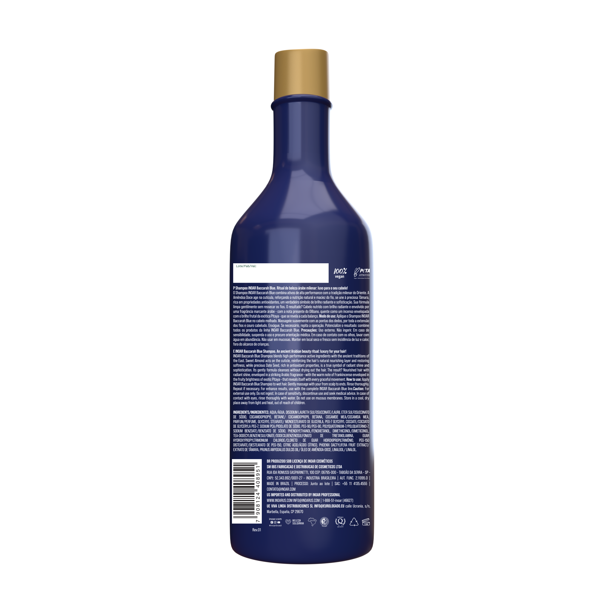 INOAR Baccarah Blue Shampoo - plaukus maitinantis šampūnas