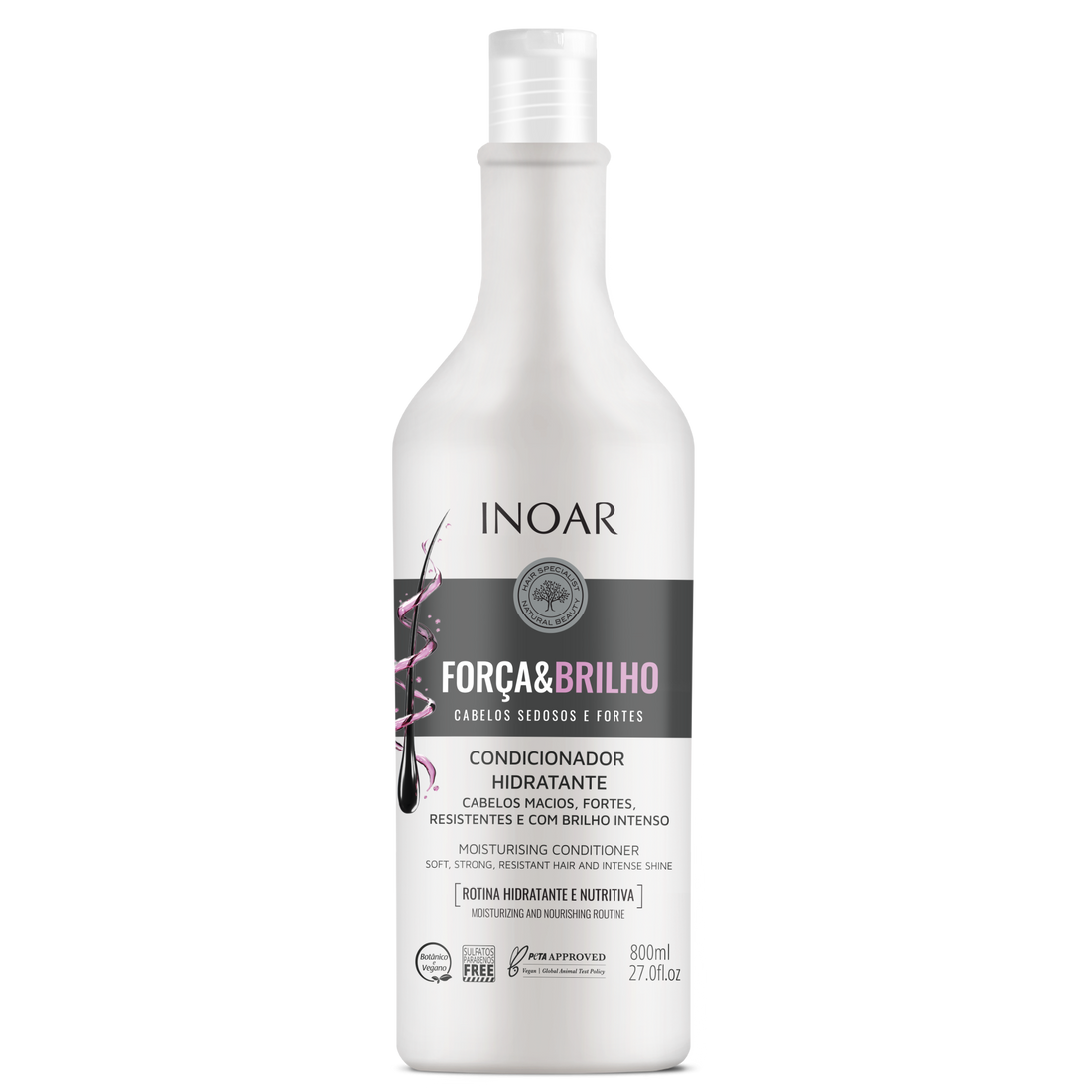 INOAR Força &amp; Brilho Conditioner - drėkinantis kondicionierius 800 ml